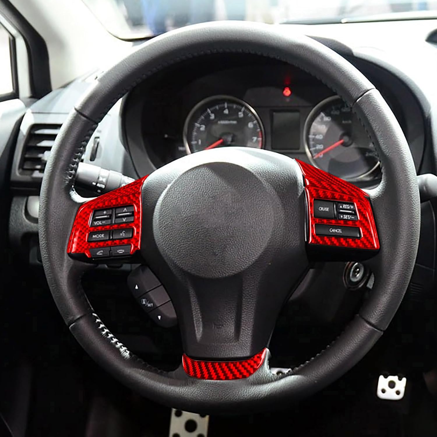 Real Carbon Fiber Auto Interior Accessories Sticker Compatible with Subaru Impreza 2012-2014/Subaru XV Crosstrek 2013 2014 Car Driver Side Dashboard Decoration Kit Style A 7PCS Red