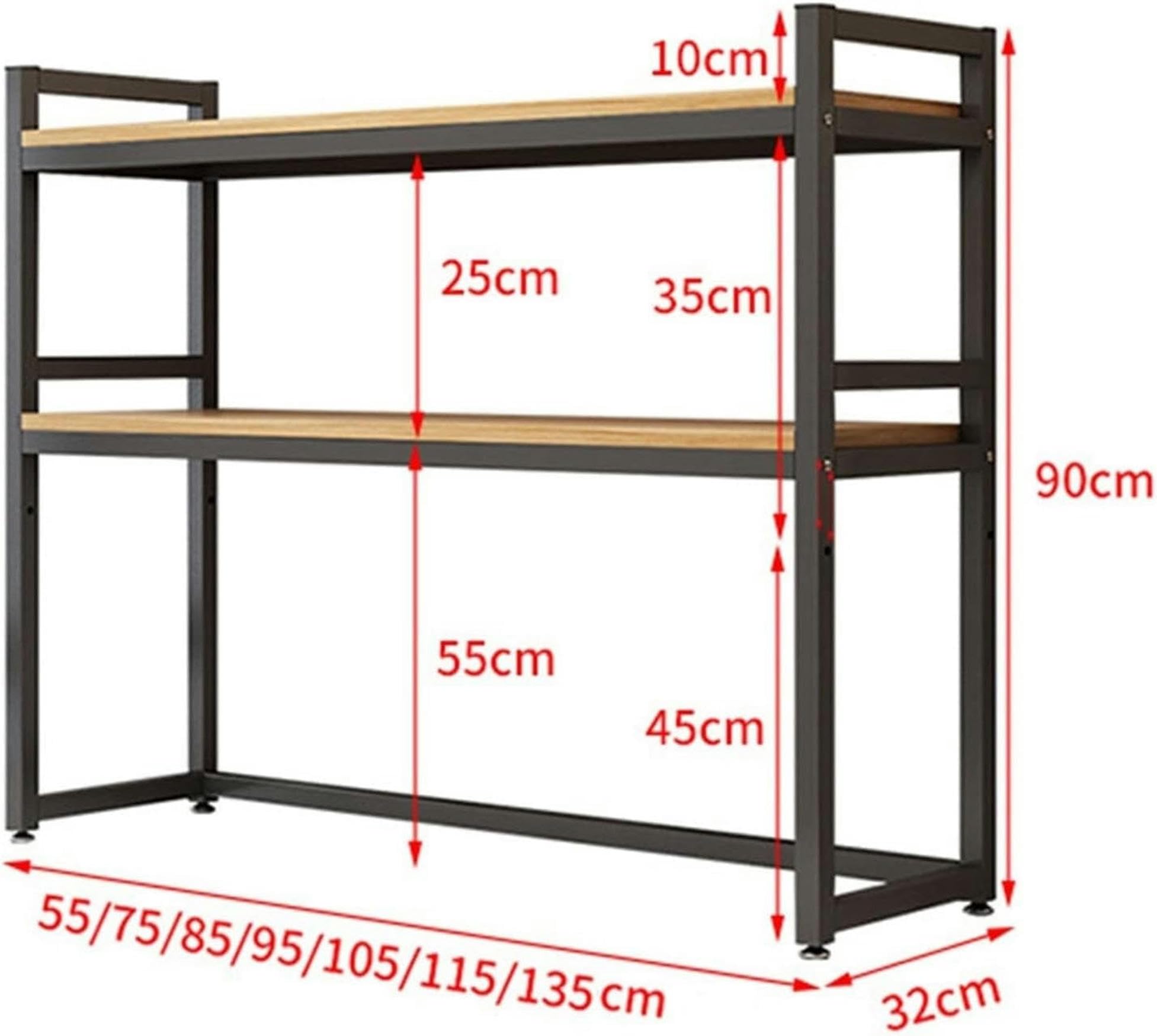 Mensola da scrivania regolabile a 2 ripiani, multiuso per boo e display, Slish Office Sto Solut, salvaspazio (B-115 x 32 x 90 cm)
