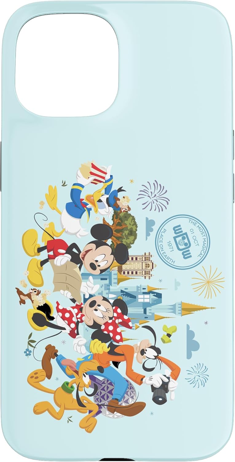 Walt Disney World 50th Anniversary Mickey and Friends Blue Case for iPhone 15