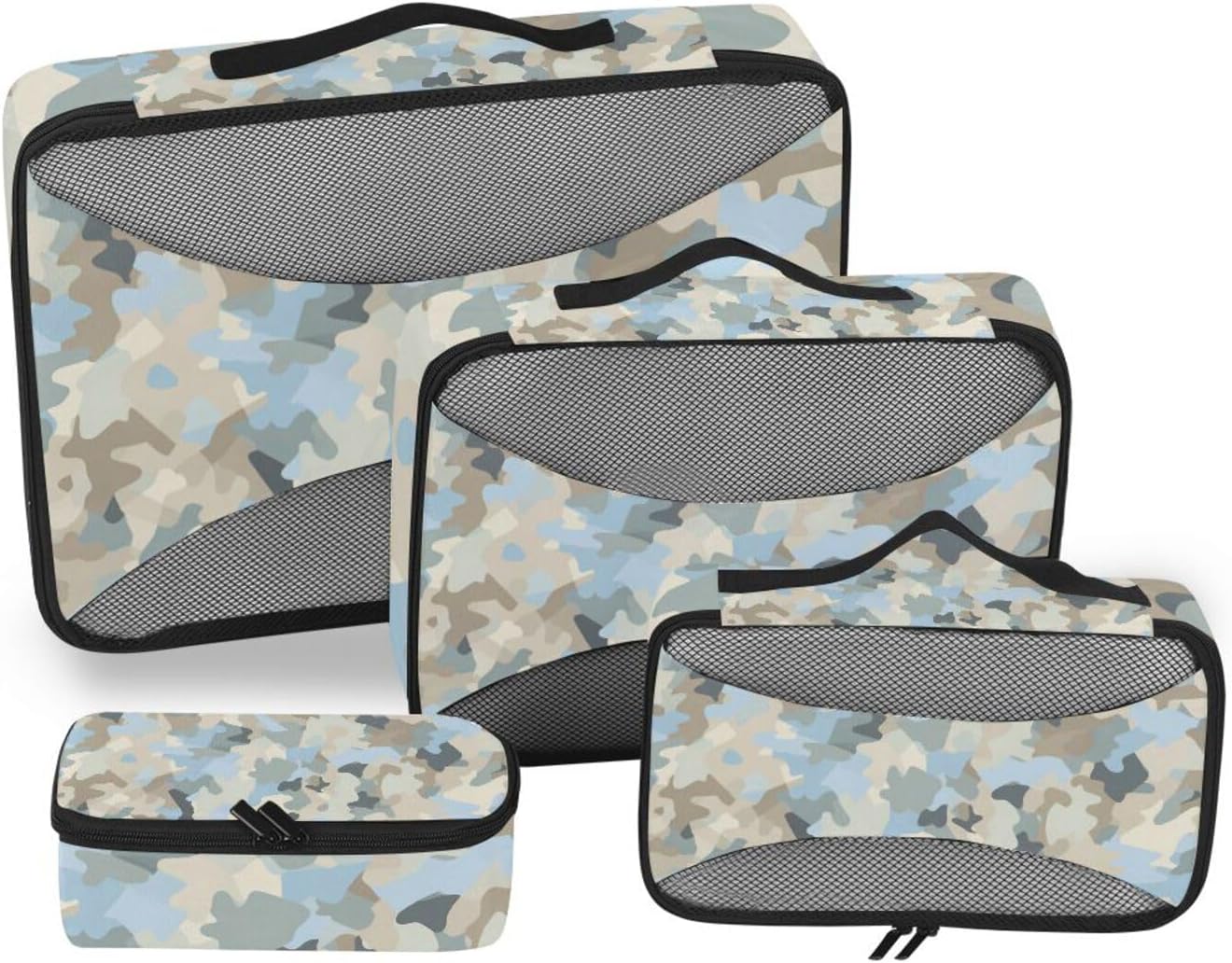 Camouflage Watercolor 4 Pcs set organizers for travel Mesh Travel Essentials lightweight travel cubes for packing