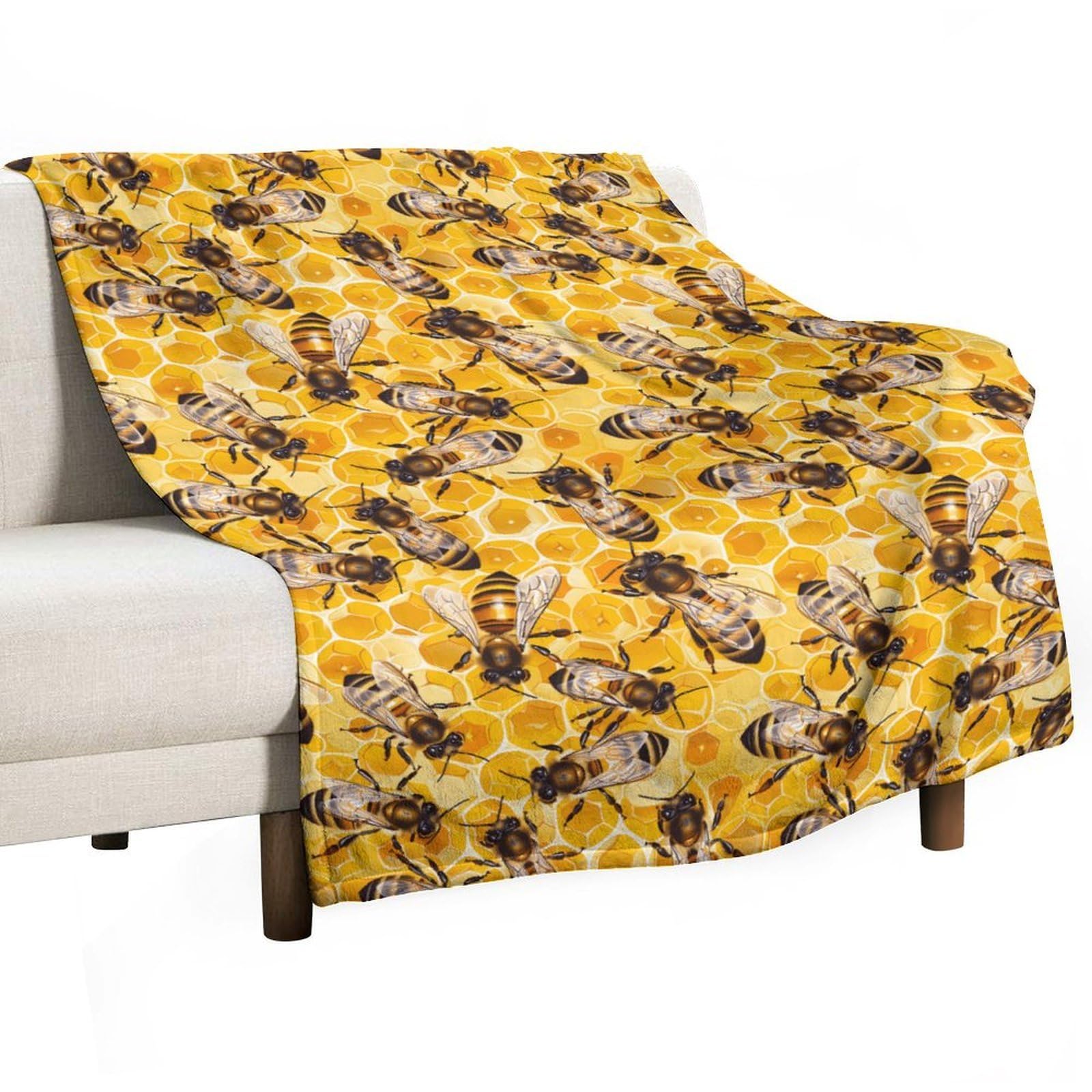 Cgsbngha Style Ho-Neys-Bees Hive Flannel Fleece Blanket Lightweight Soft Throw Blankets For Sofa Couch Bed Chair
