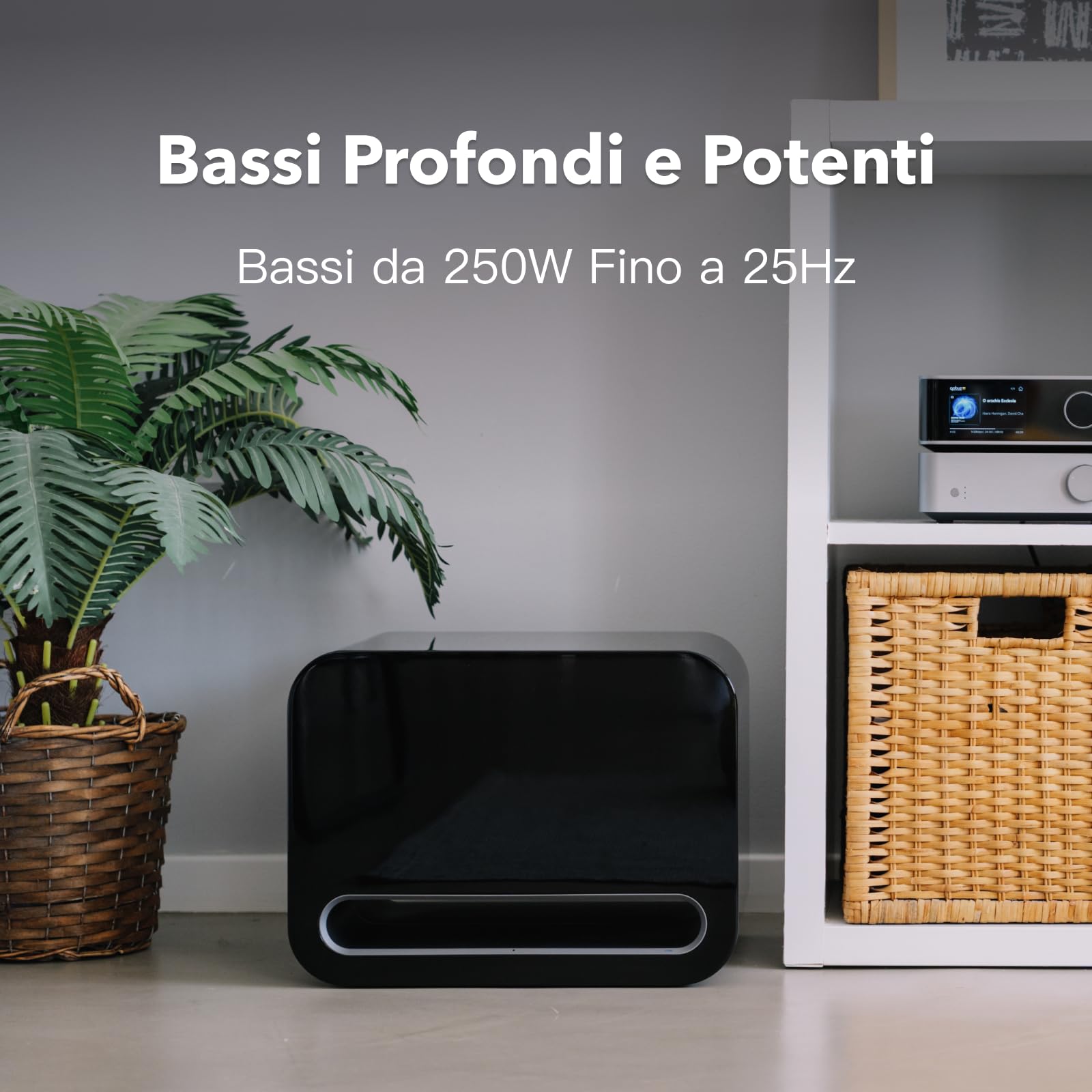WiiM Sub Pro – 8" 250 W Subwoofer Intelligente Senza Fili | Taratura AI RoomFit™ | Wi-Fi 6 e Bluetooth 5.3 | 25 Hz Bassi Profondi | Funziona con Streamer, Ampere e Qualsiasi Sistema RCA Sub-Out