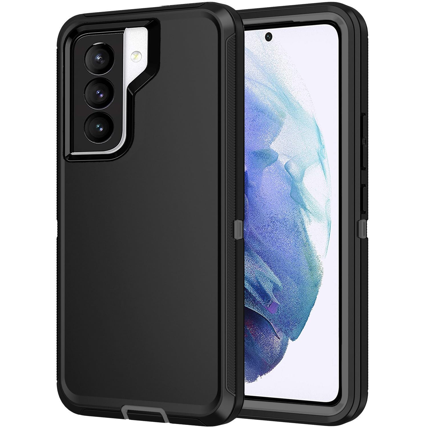 Mieziba for Galaxy S21 Plus Case,Heavy Duty Shockproof Dust/Drop Poof 3 Layers Full Bady Protection Rugged Cover Case for Galaxy S21 Plus,Black