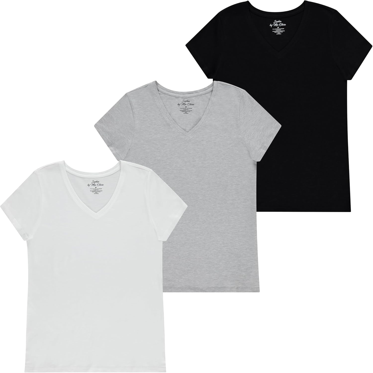 3 Pack Women's Tailored Fit V-Neck T-Shirts - Essential Style for Professionals, Students, and Moms