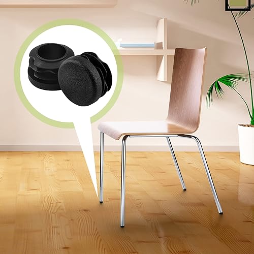 Miniatura 6 de 12 tapones redondos de plástico de 1 pulgada, tapón de acabado de muebles redondo negro para postes de tubería, sillas y muebles