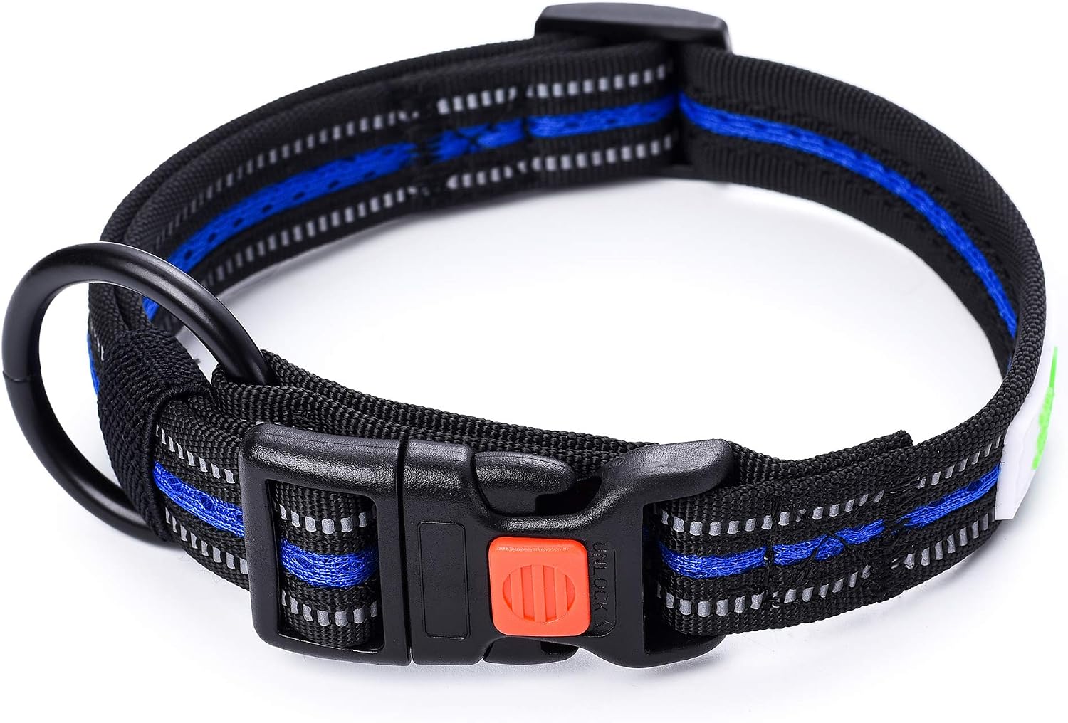 Mile High Life | Dotted Lines Soft Mesh Fabric Buckle Collar | Nylon Reflective Dog Collar | We Donate to Dog Rescues(Blue Medium Neck…