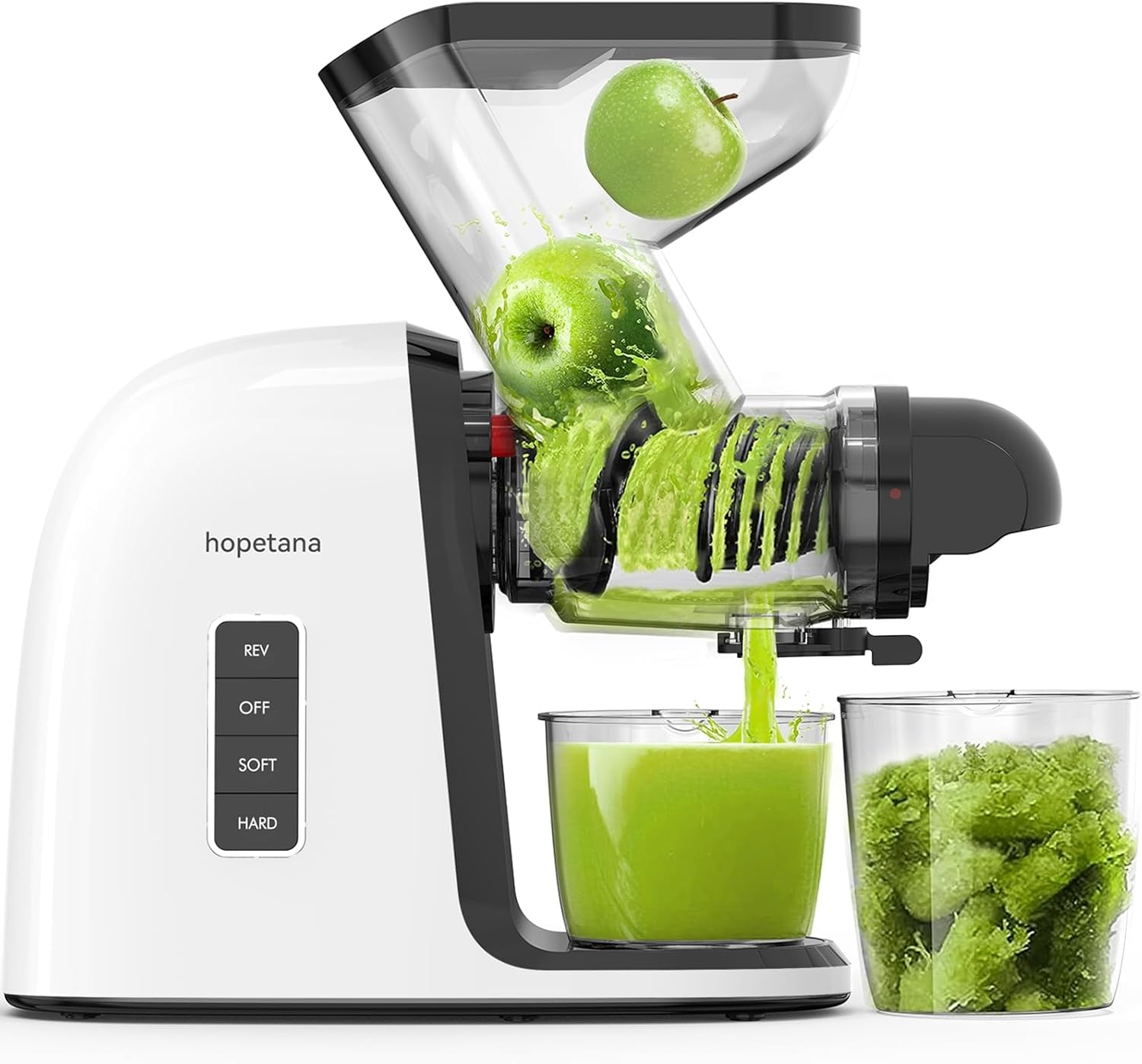 Cold Press Juicer, Slow Masticating, High-Yield Juice Extractor Maker, Wide Dual-Feed, Anti-Clog Reverse Function, Easy Clean for Fruits, Veggies, Wheatgrass & Celery, White