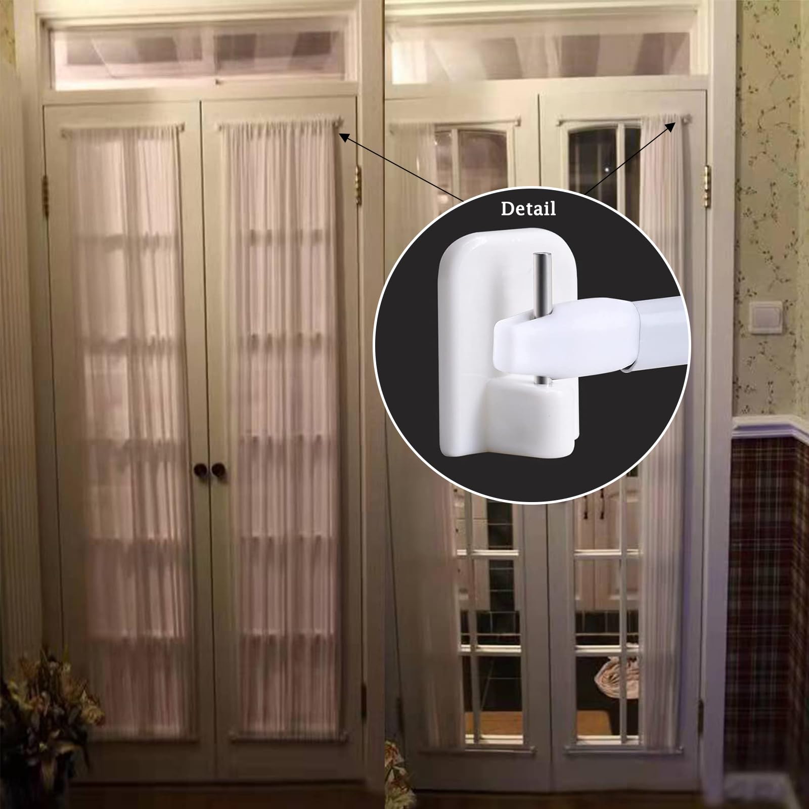 Ganci per tende neri senza foratura, montaggio adesivo a parete, estensibili, per porte, bagni, camere da letto, design semplice e robusto | Leroy Merlin
