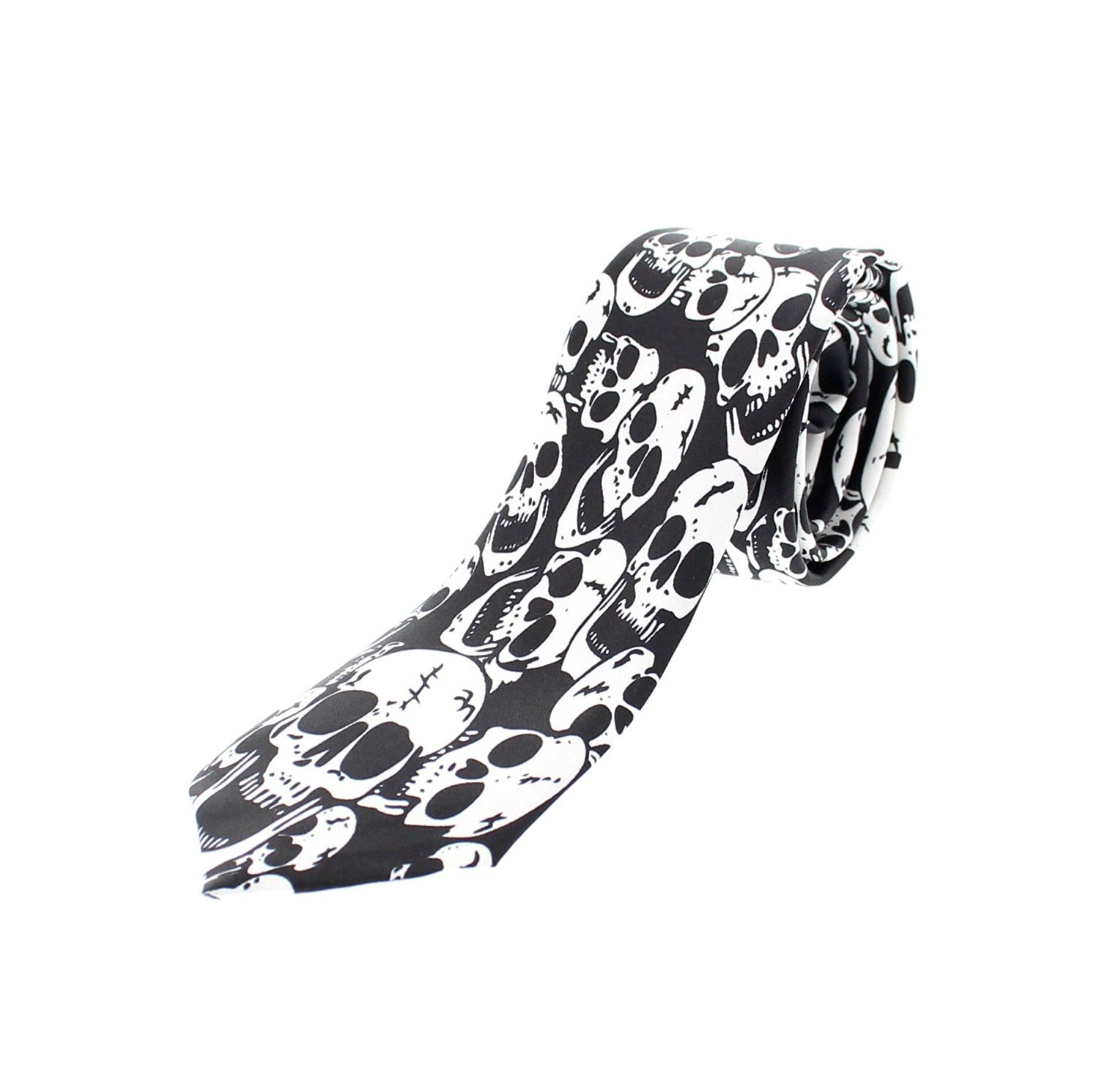 Crazy Laughing Skulls on Black Tie