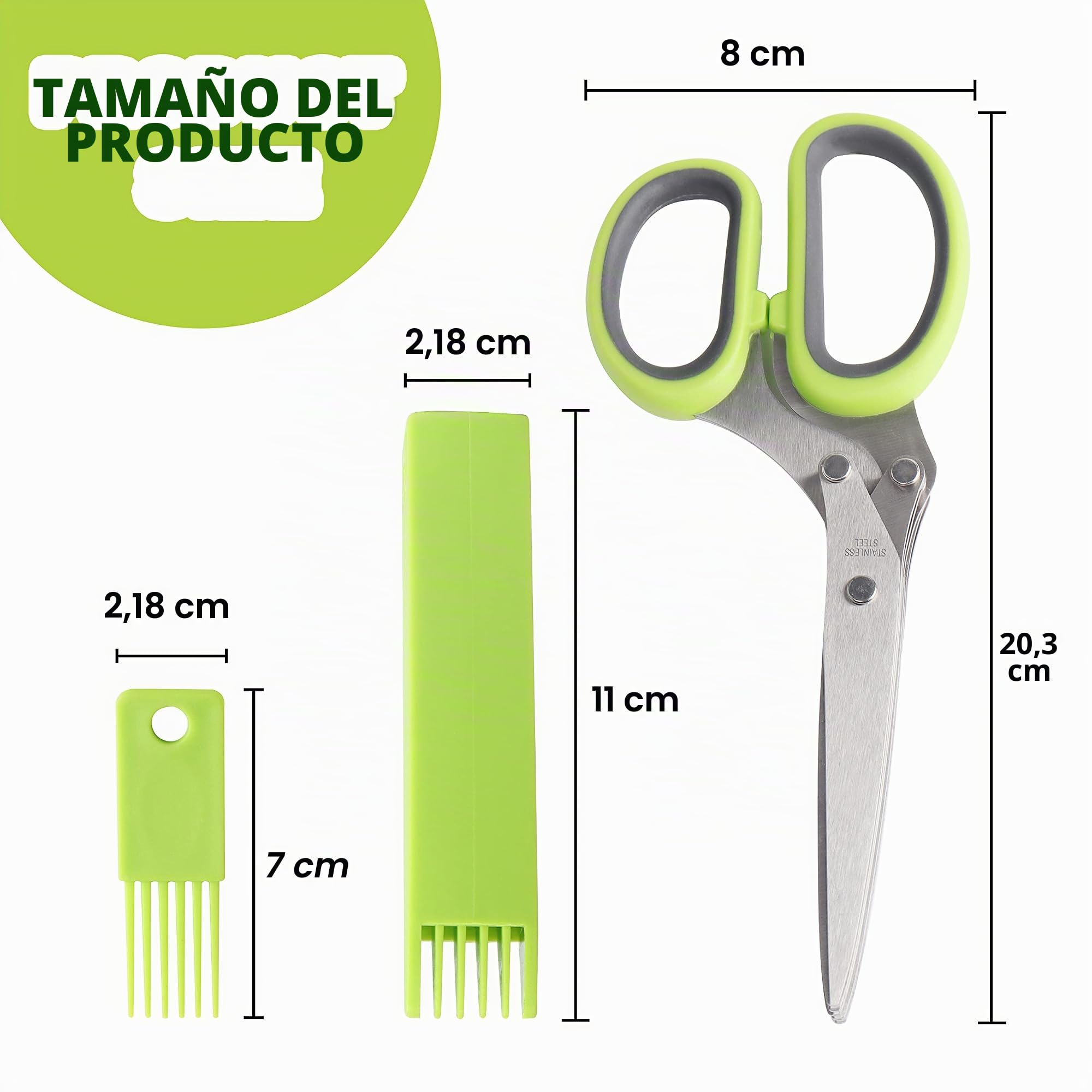 LUVCOSY Juego de 3 tijeras para hierbas, 5 cuchillas con pelador de hierbas, 2 paquetes de herramientas para pelar hierbas con cubierta segura, utensilios de cocina geniales para cortar hierbas