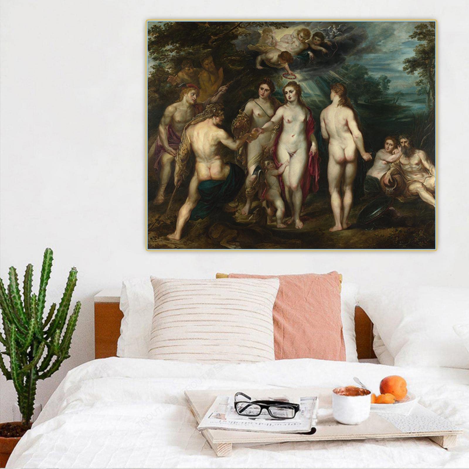 Znani artyści Peter Paul Rubens obraz na płótnie plakat artystyczny i druki-reprodukcje druk na płótnie - obrazy ścienne na płótnie do dekoracji salonu / (wyrok Paryża) 80 x 96 cm (81,3 x 96,5 cm)