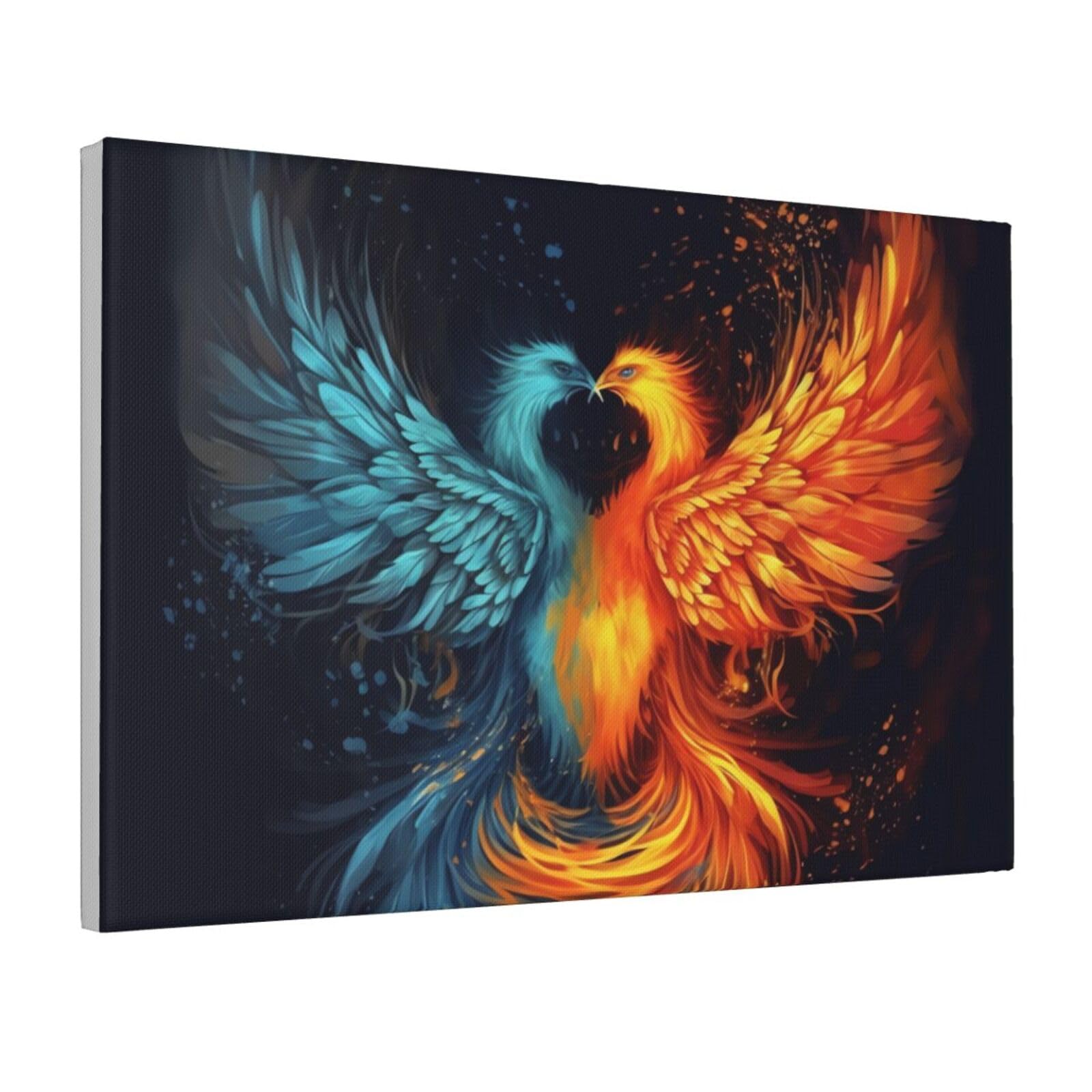 Framed Wall Art for Living Room Art Work, Fire and Water Phoenix Picture Prints Modern Office Wall Paintings Poster Aesthetic Wall Decorations for Home Decor Ready To Hang 16"x24"