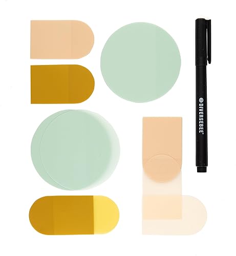 DiverseBee Notas adhesivas transparentes (incluye bolígrafo de secado rápido), bonitas pestañas adhesivas transparentes, banderas de página