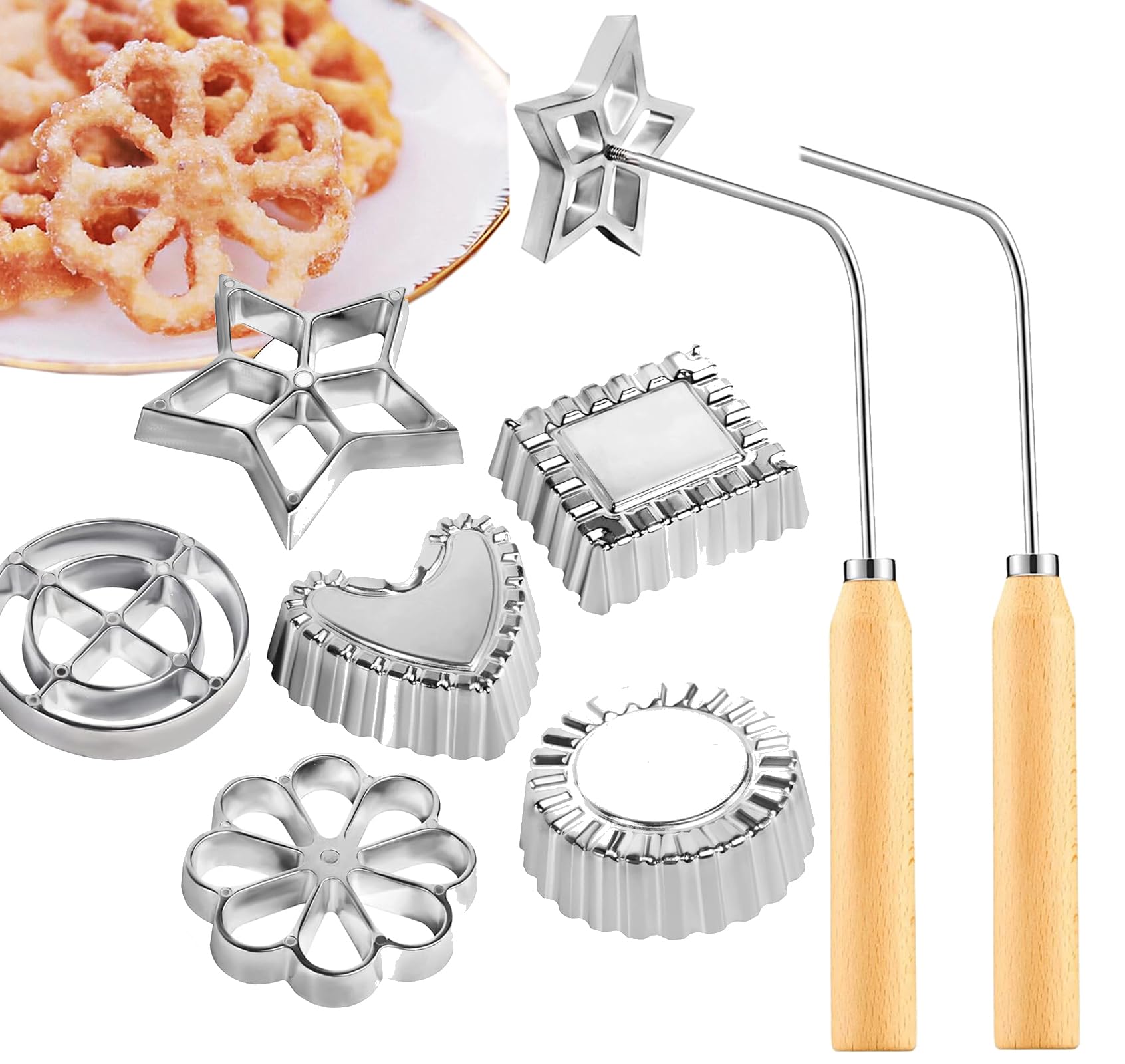 Amazon.com: 8PCS Rosette Timbale Set,Aluminum Waffle Molds Rosette