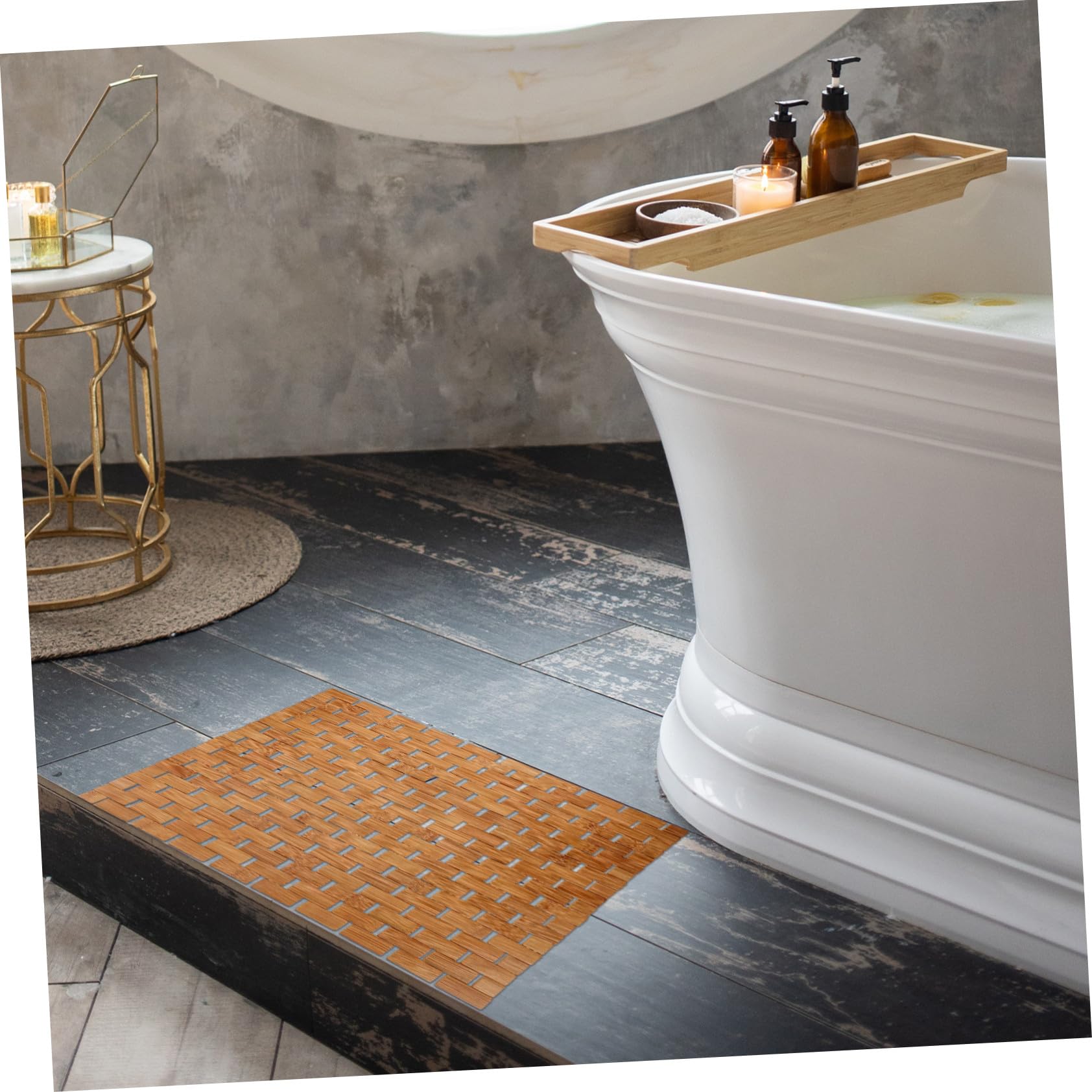 Mipcase Alfombra Superficie Lisa de Bambú Antideslizante Baño de Baño y Diseño Resistente Adecuado para Cocina