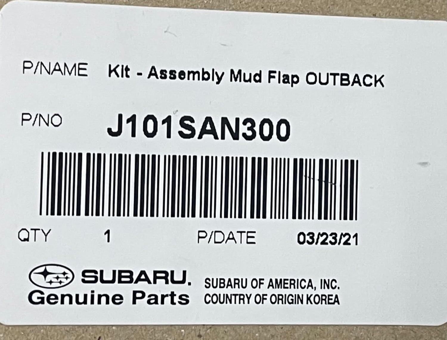 Subaru Mud Flaps 2022-2025 Outback J101SAN300 Set of 4 Genuine OEM