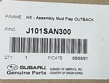 Subaru Mud Flaps 2022-2025 Outback J101SAN300 Set of 4 Genuine OEM