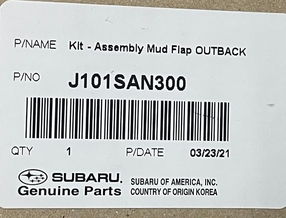 Subaru Mud Flaps 2022-2025 Outback J101SAN300 Set of 4 Genuine OEM