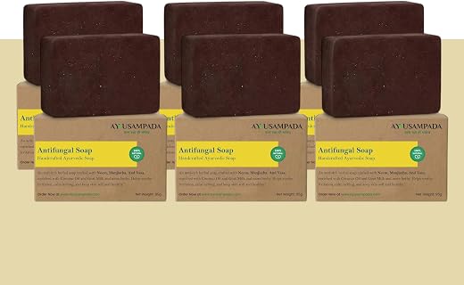 Antifungal Ayurvedic Soap with Neem Manjistha Vasa Goat Milk &amp; Coconut Oil | Anti-Itch Skin Infection Treatment Soap | Her...