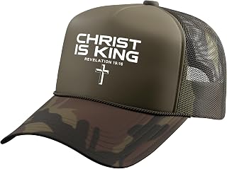 Jesus Christ is King Christian Faith God Cross Religious Trucker Hat with Adjustable Mesh Back