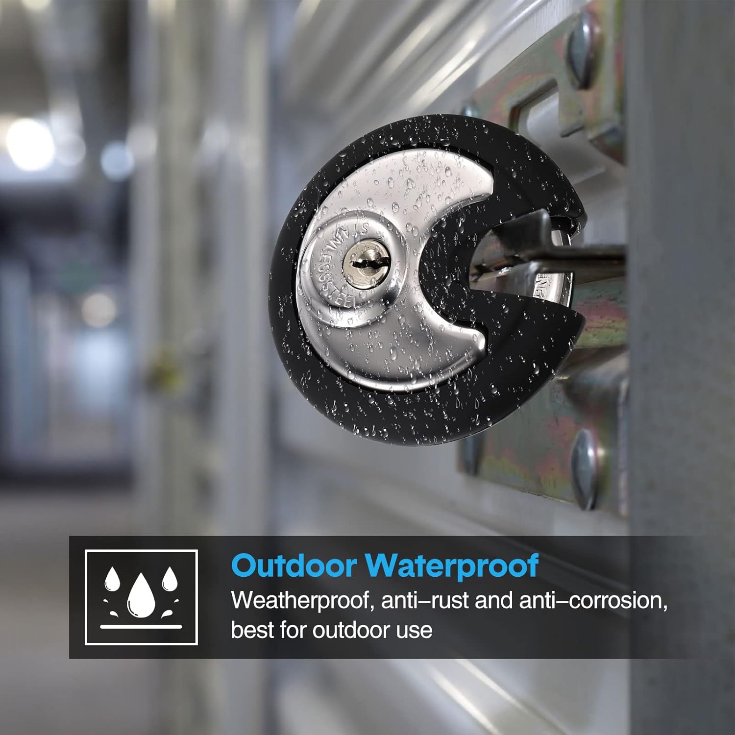 Chumia 10 Pack 70 mm Keyed Alike Padlocks Outdoor Round Stainless Steel Disc Pad Lock with Keys for Storage Unit, Sheds, Garages and Fence, Rubber Bumper Sheath (Black)