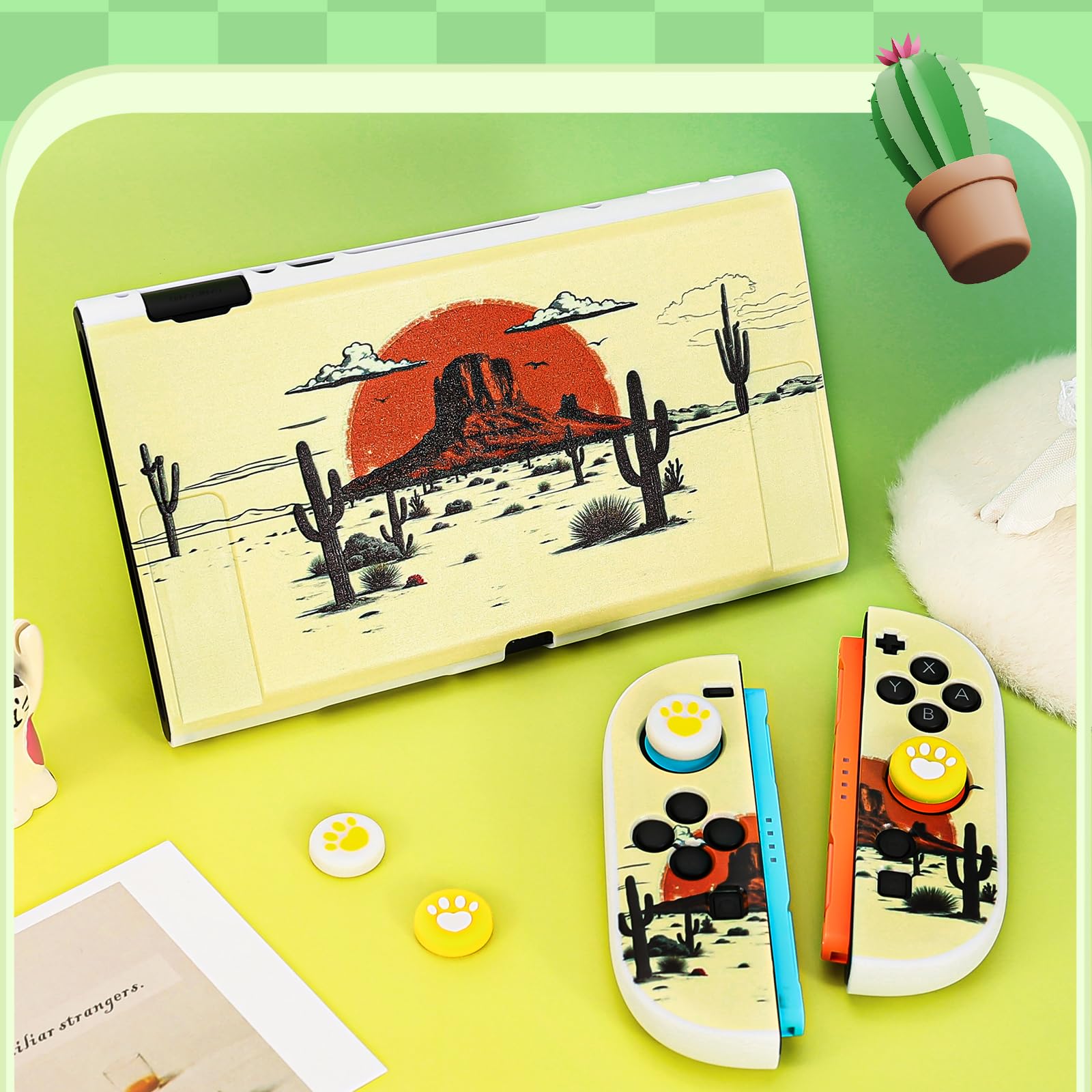 DLseego Protective Case Compatible with Switch 2,Dockable Silicone Soft Shell,Anti-Scratch and Shock-Absorption Design Protector Skin for Switch 2 with Handle Cover and 4PCS Thumb Grips,Yellow — view 7