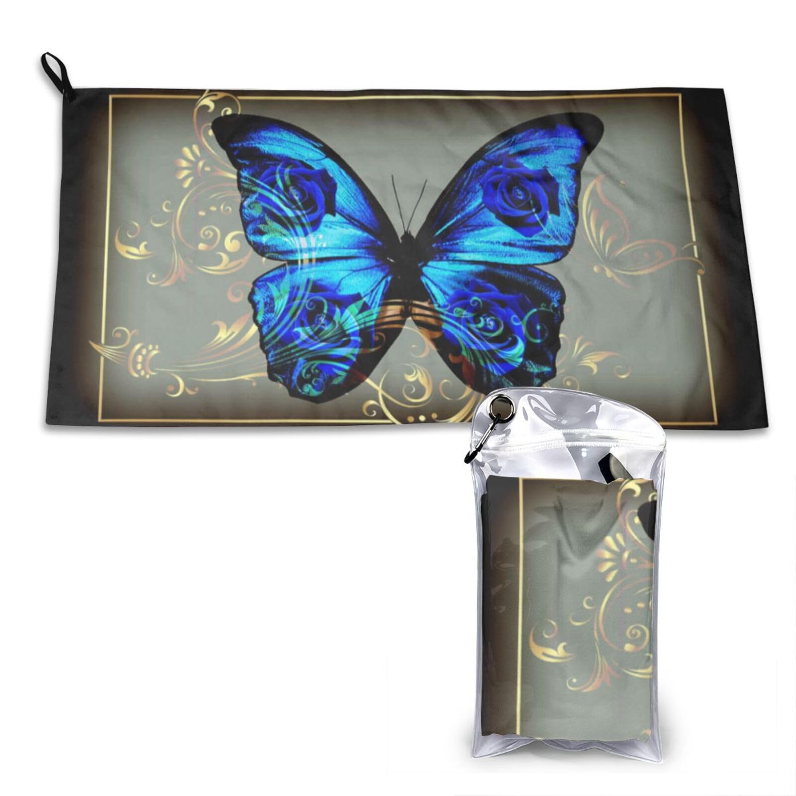 WXWJSHMGC Blue Butterfly Print Cooling Towel, Gym Towel,Cooling Towels For Neck, Soft Breathable Travel Cool Towel,Sports Towels For Gym,Camping
