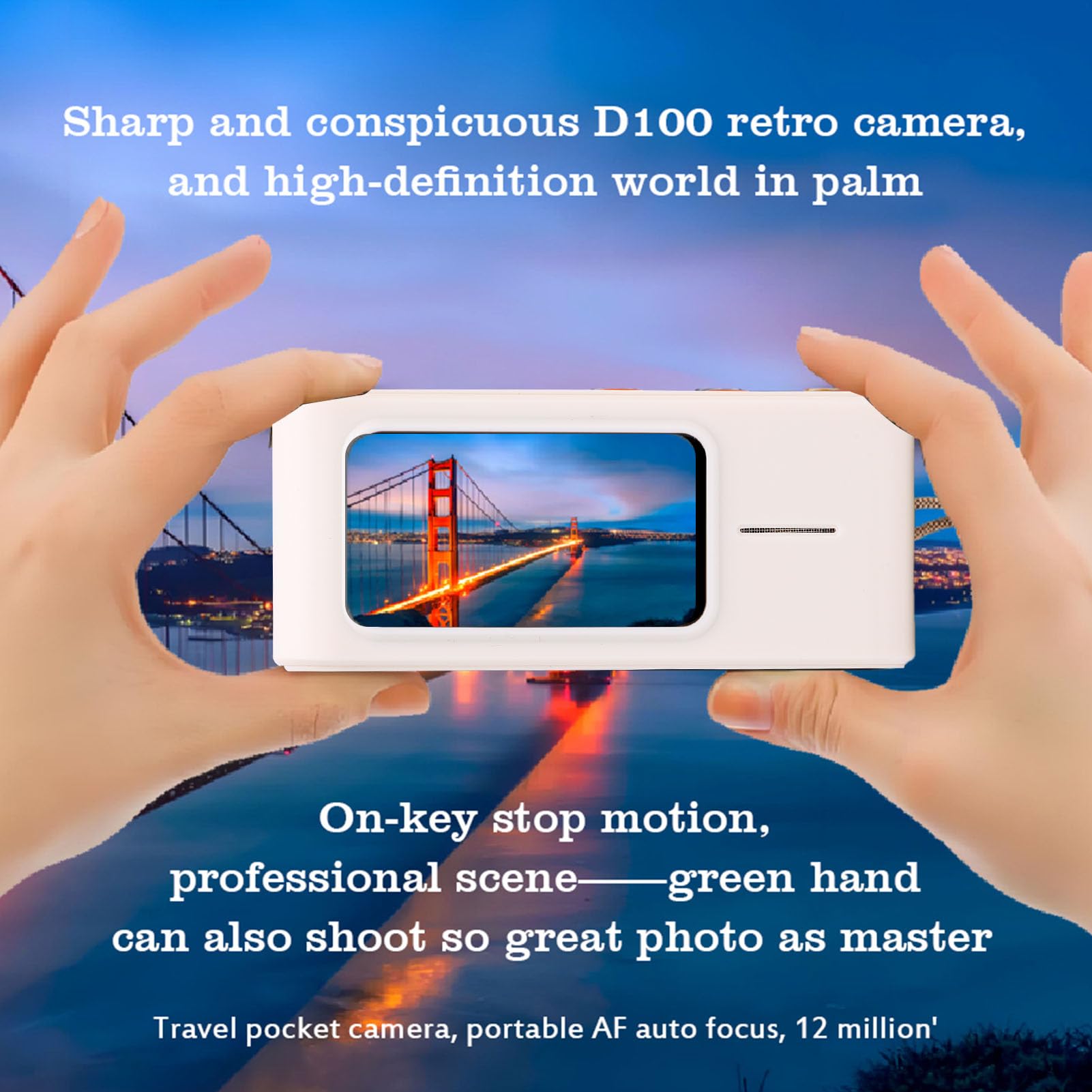 Camera Digitale retrò, HD da 12 MP 1080p con Schermata IPS da 1,47 Pollici, Fotocamera CCD Portatile con 8 Filtri Creativi, Luce di Riempimento Integrata Automatica per Adolescenti (WHITE)