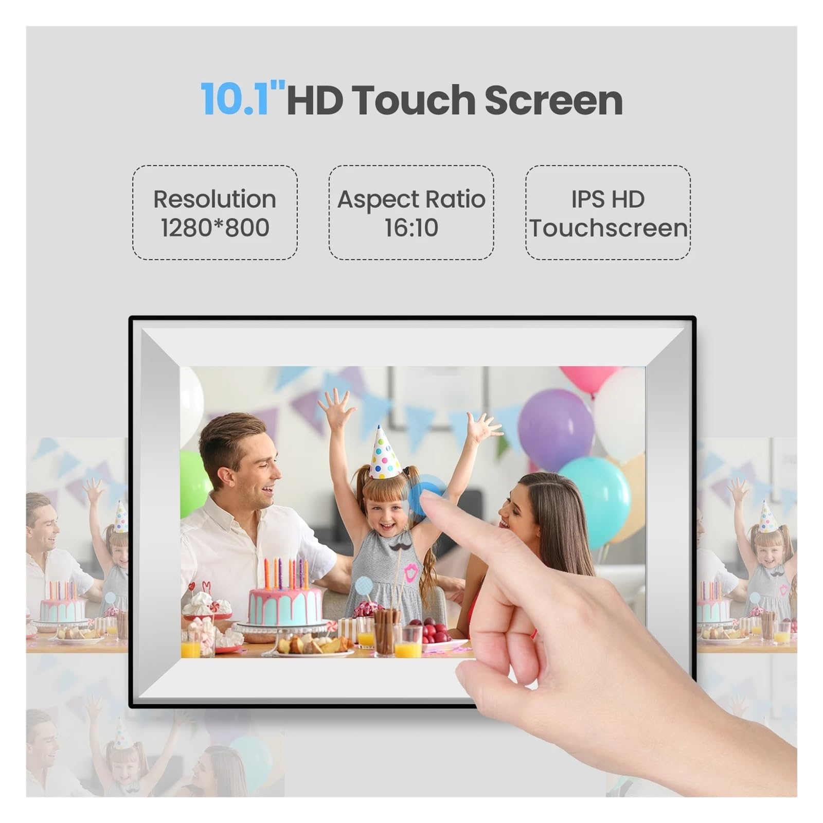 Cadre Photo Numérique 10,1 Pouces WiFi Album Électronique Intelligent Intégré 32 Go for Offrir Un Tactile Une ExpéRience Visuelle Exquise(64GB)