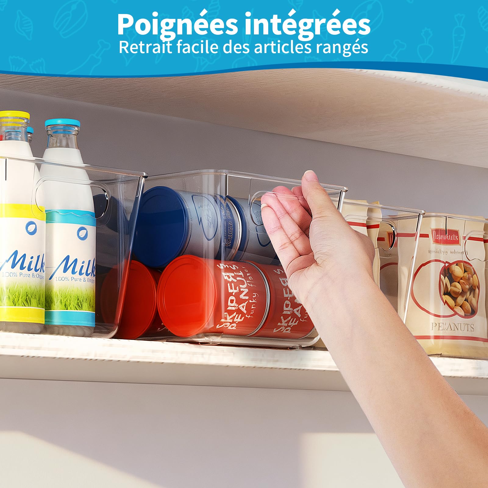 Lot de 4 Bacs Organisateurs Frigo Transparents 29x19x15 cm