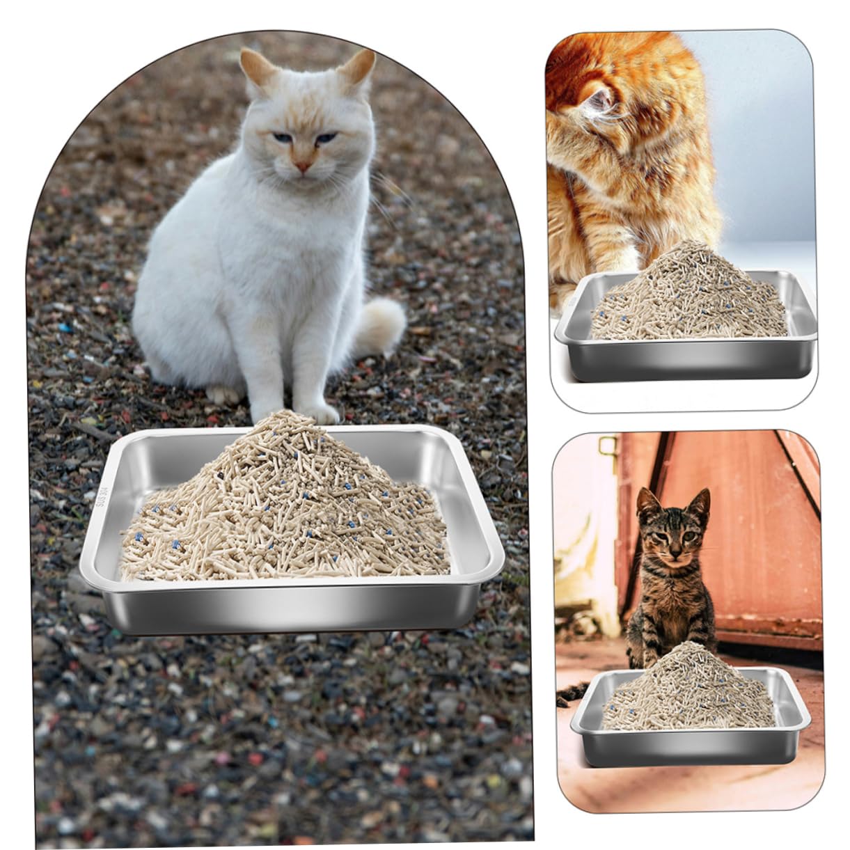 Abaodam Kleine Offene Katzentoilette Aus Edelstahl Antihaftbeschichtete Stabile Und Pflegeleichte Katzenstreu-schale Für Kitten Und Kleine Katzen Magnetfreies Design