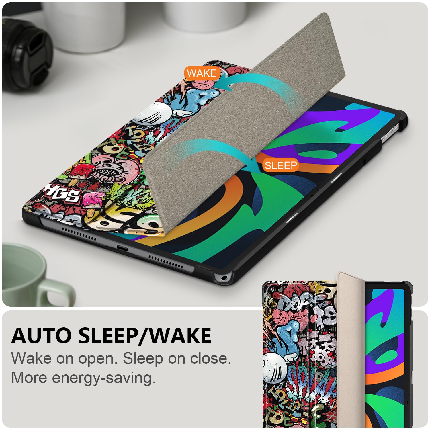 DINGGUAGUA Hülle Für Lenovo Tab M11 11 Zoll 2024, Mit Ständer & Auto Sleep/Wake Funktion, Graffiti Design