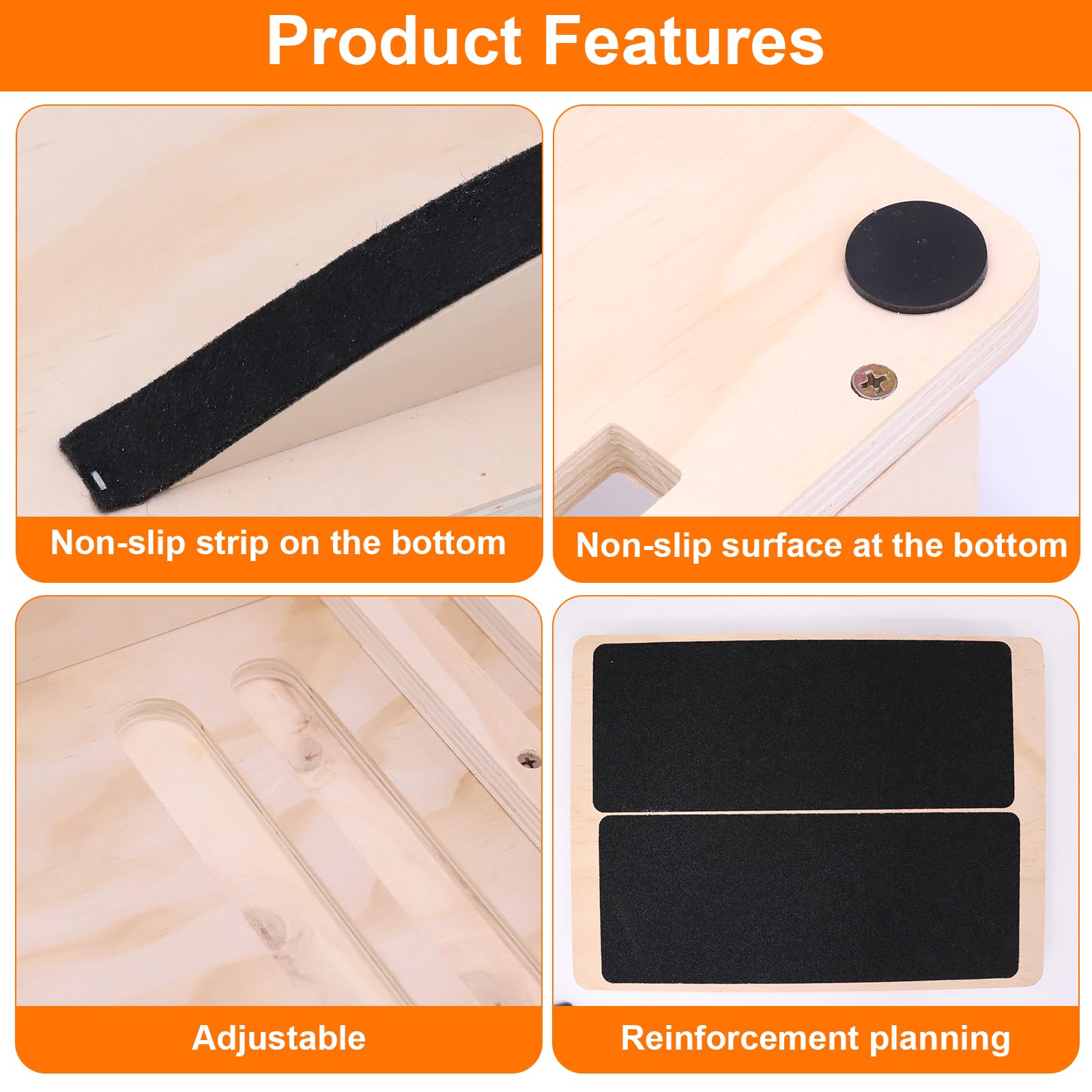Einbeinausgleichtisch, Wadendehner aus Holz, 3-in-1 Slant Board mit Einstellbarem Schrägbrett und Wadenstrecke, Professionelles Wadendehner für Kniebeugen Muskeldehnung Gleichgewicht