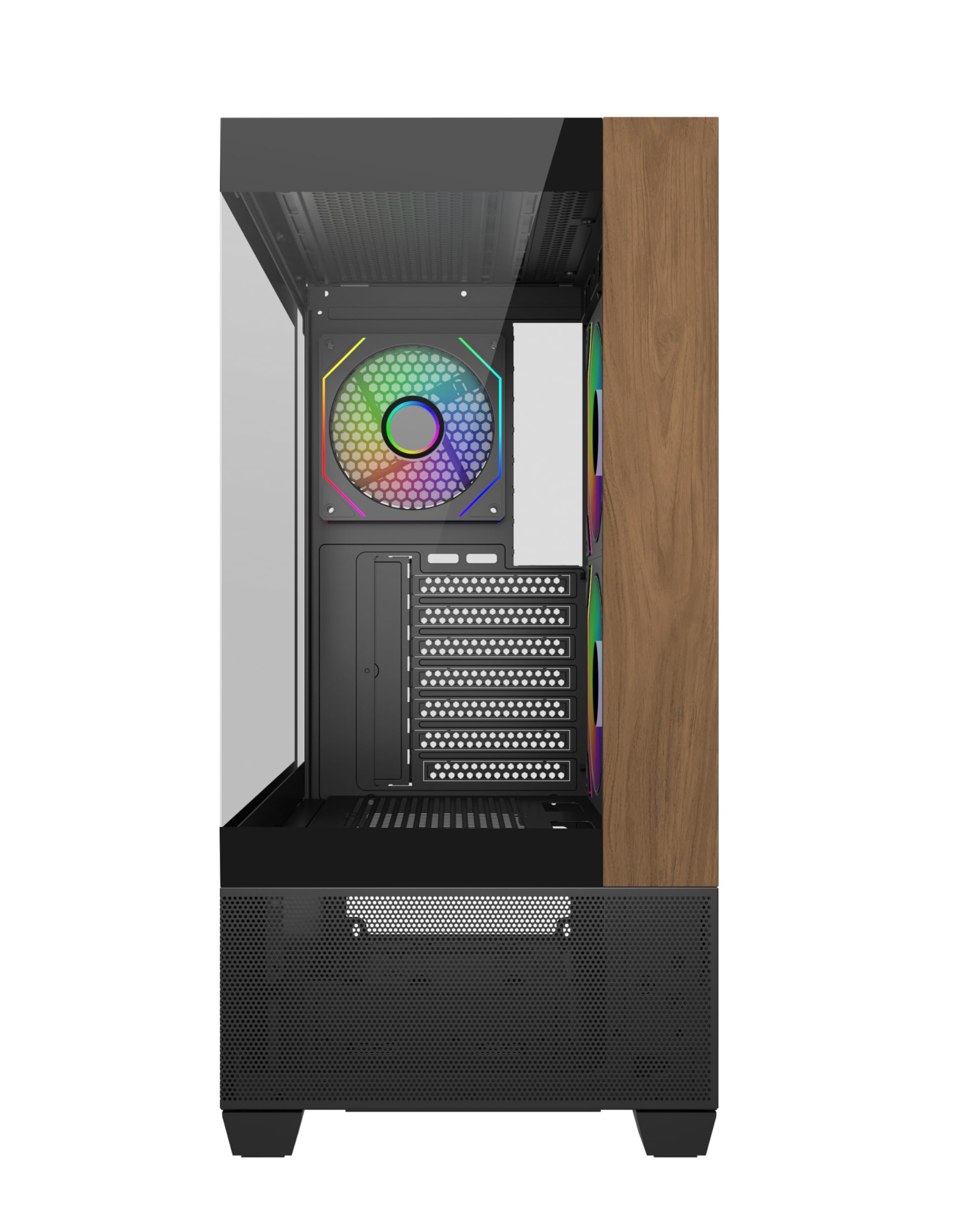 Cooler Master Elite 690 Caja de Ordenador de Madera Negra | 3 Ventiladores Argb invertidos preinstalados | Soporte AIO de hasta 360 mm | Soporte para Placa Base ATX | Serie RTX 50 hasta 425 mm |