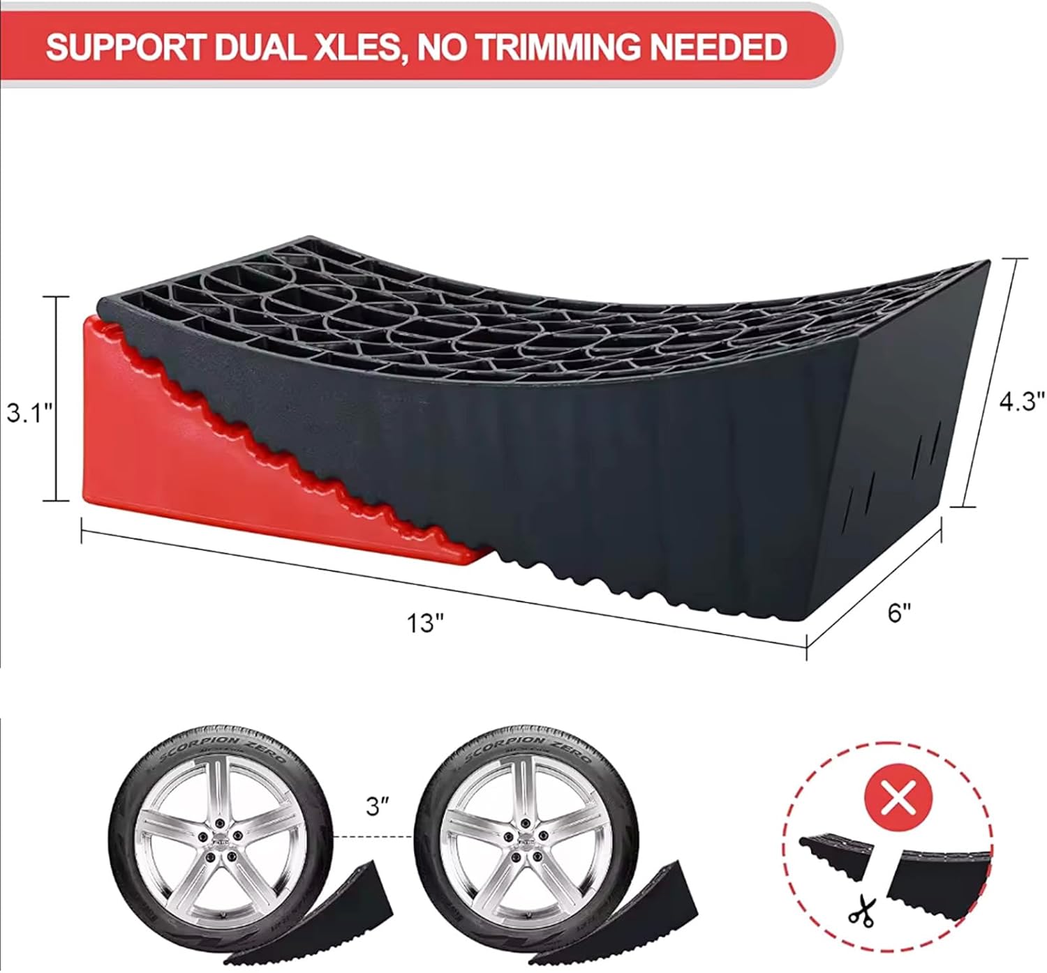 AUTOXBERT 2 Pack RV Leveling Blocks Truck Wheel Chock Parking Trailer Leveler Block for Camper System Travel Curved Trailer Aid Accessories