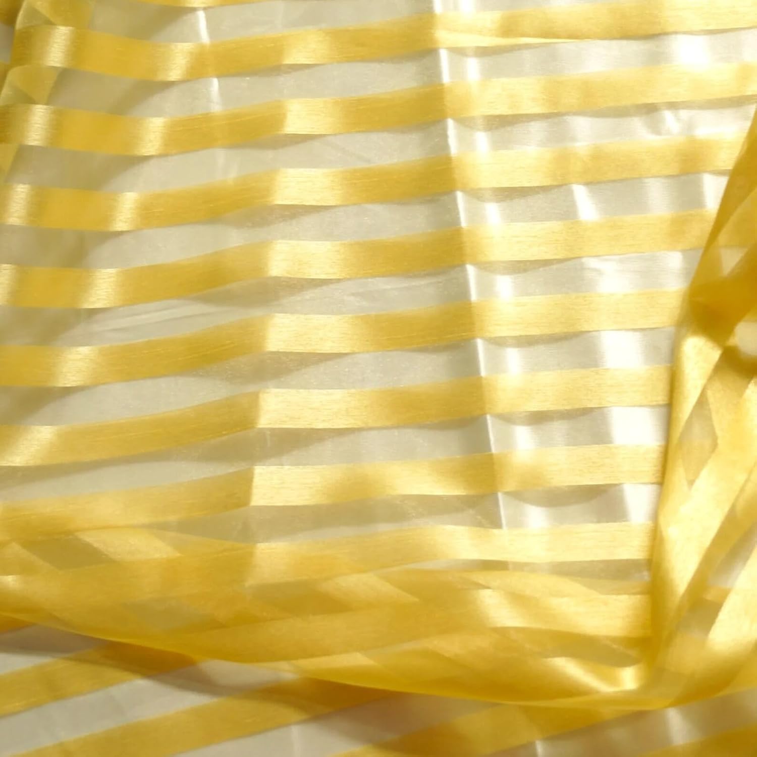 Fabric 1 Yard Organza Striped Textiles Fabric Big Stripes Pattern for Dress (Black, 3 Yard pre Cut)