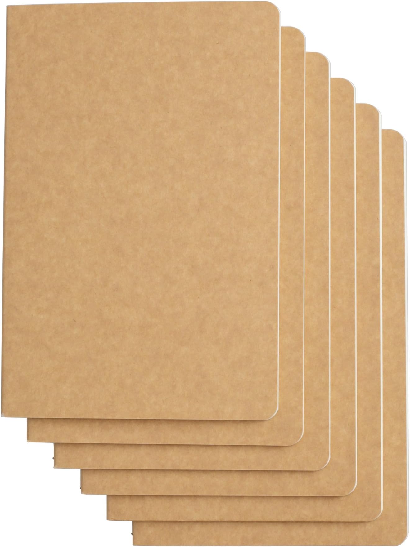 Travel Journal Set with 6 Notebook Journals for Travelers - Kraft Brown Soft Cover - A5 Size - 210 mm x 140 mm - 60 Blank Pages/30 Sheets