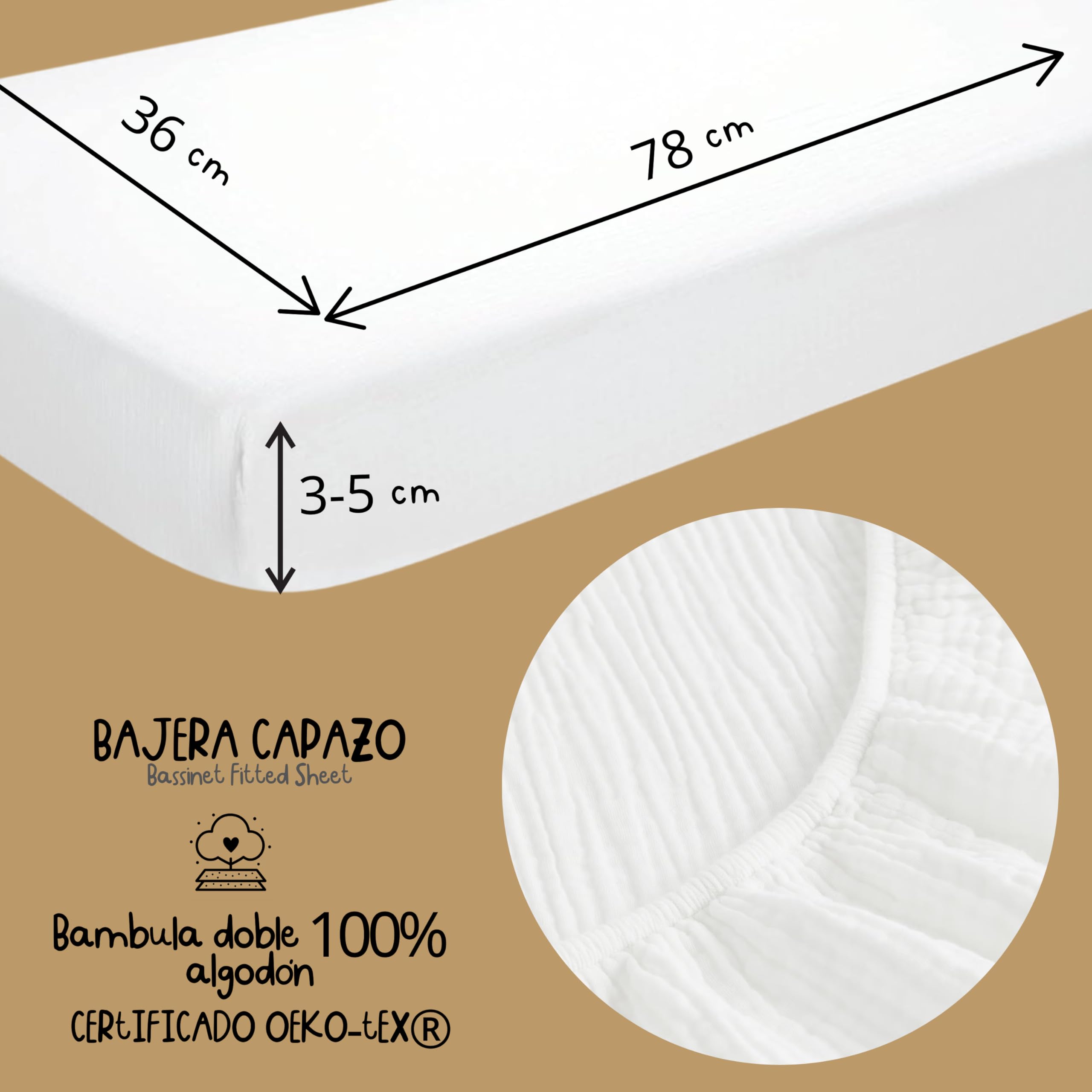 Thermikoa Kit di lenzuola con angoli in mussola e confezione da 2 salvavita per navicella, minicella o mosè - 100% cotone bavula morbido e traspirante - Coprimaterasso regolabile e lavabile per