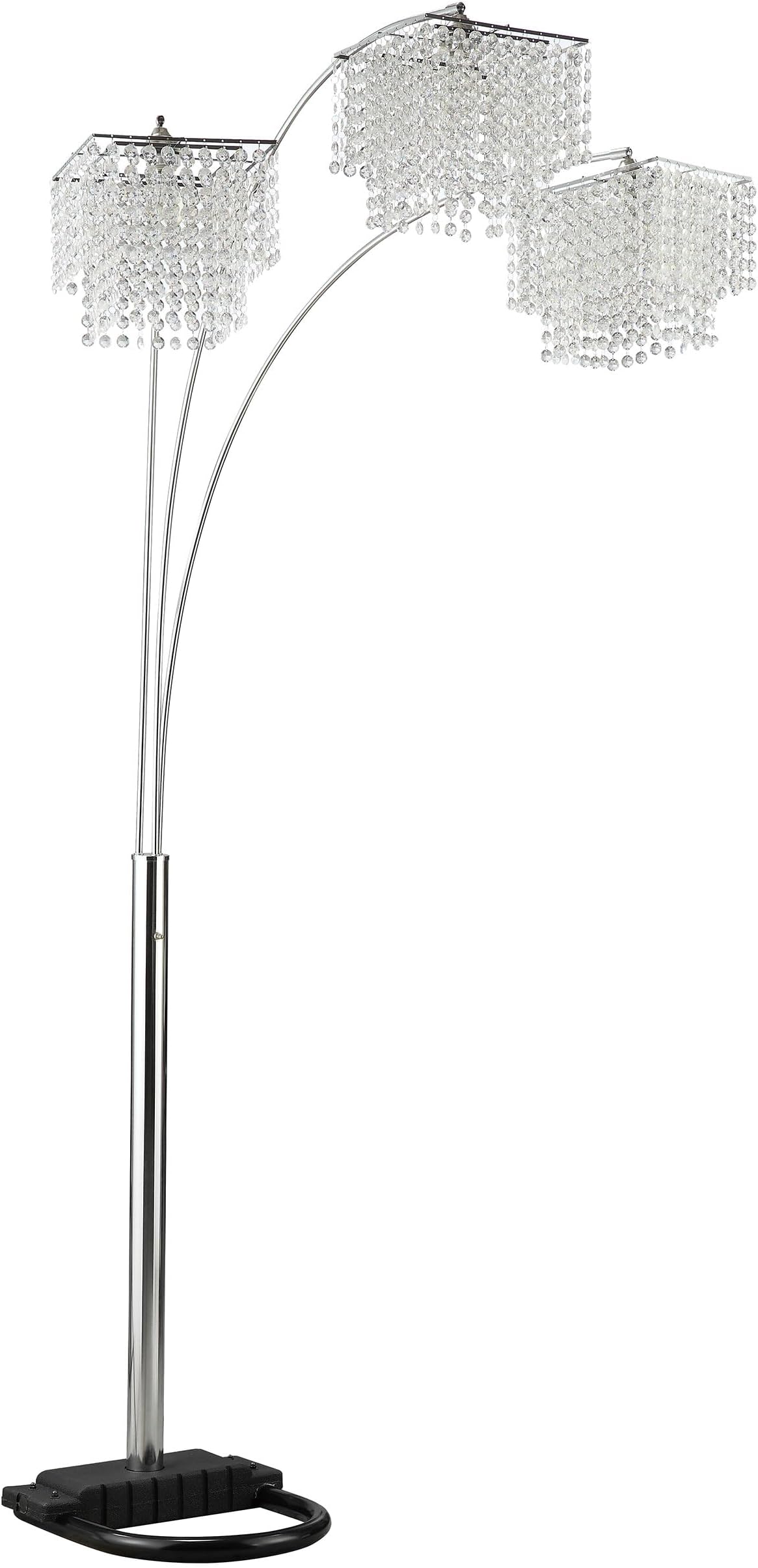 Coaster Home Furnishings - Miriam - Metal Floor Lamp with 3 Lights, Arched Design and Crystal Beads - Living Room - 90-Inch - Chrome - 901484