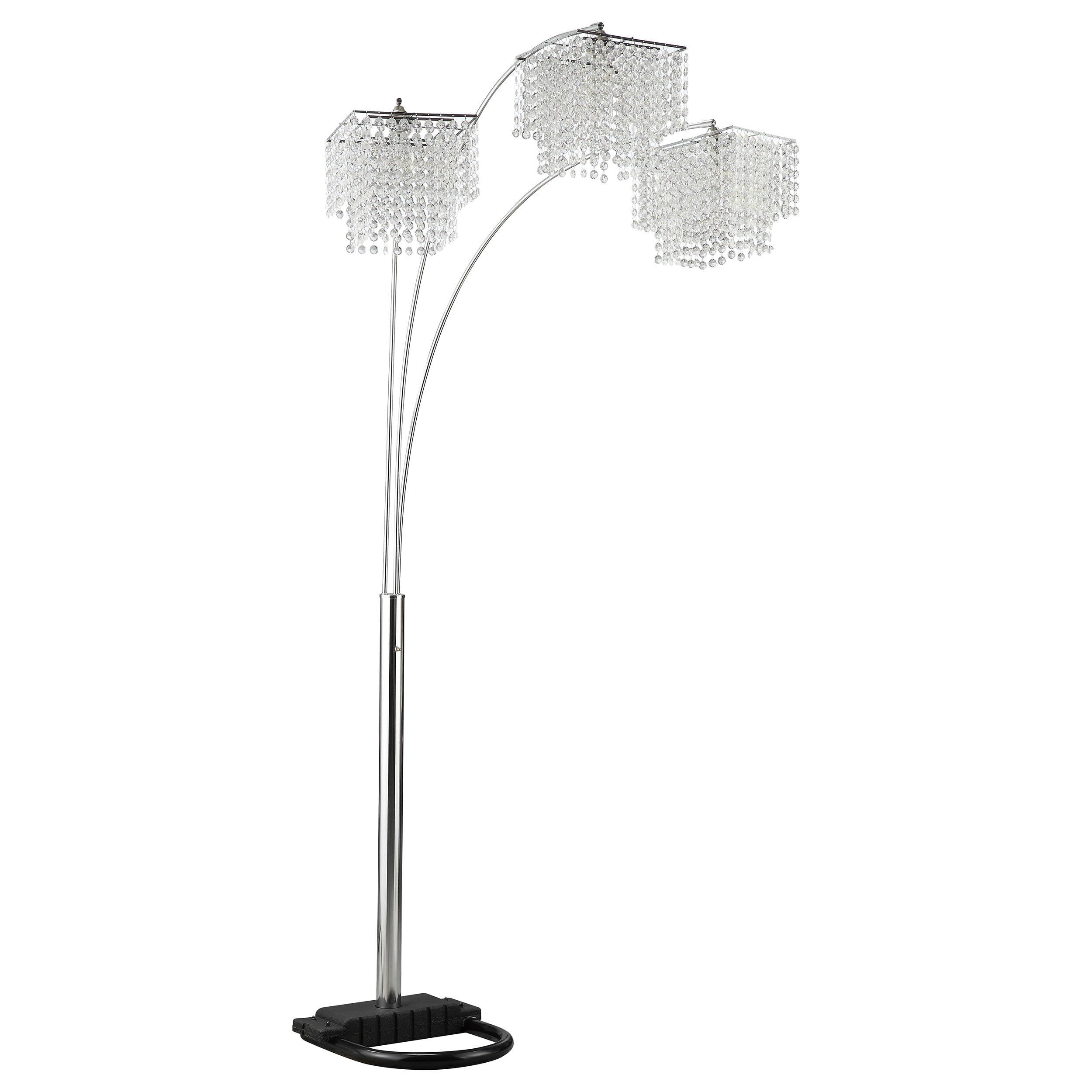 Coaster Home Furnishings - Miriam - Metal Floor Lamp with 3 Lights, Arched Design and Crystal Beads - Living Room - 90-Inch - Chrome - 901484