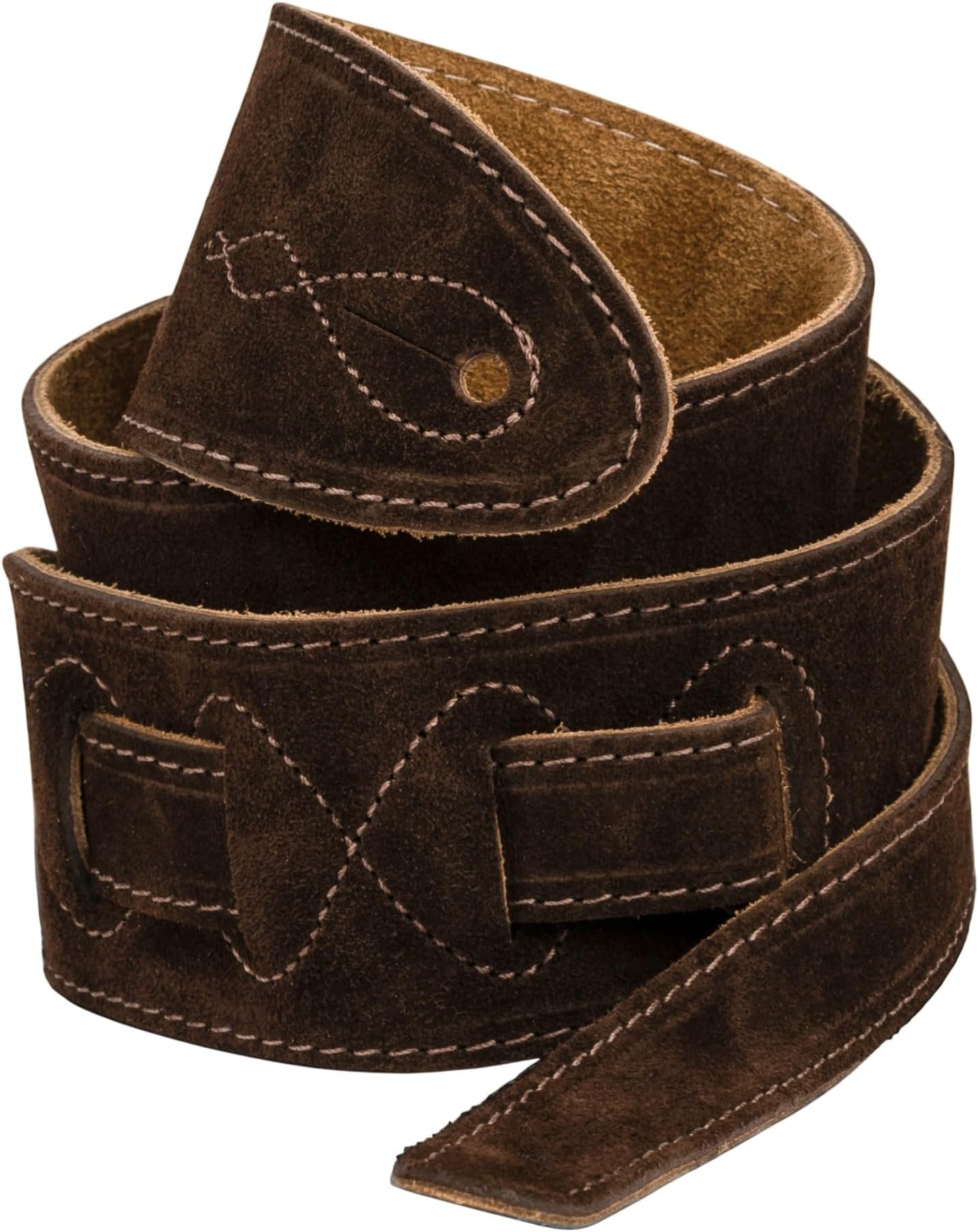 7cm Wide Suede Acoustic Electric Bass Guitar Strap with Reinforced Leather Strap Ends Made in Liverpool UK