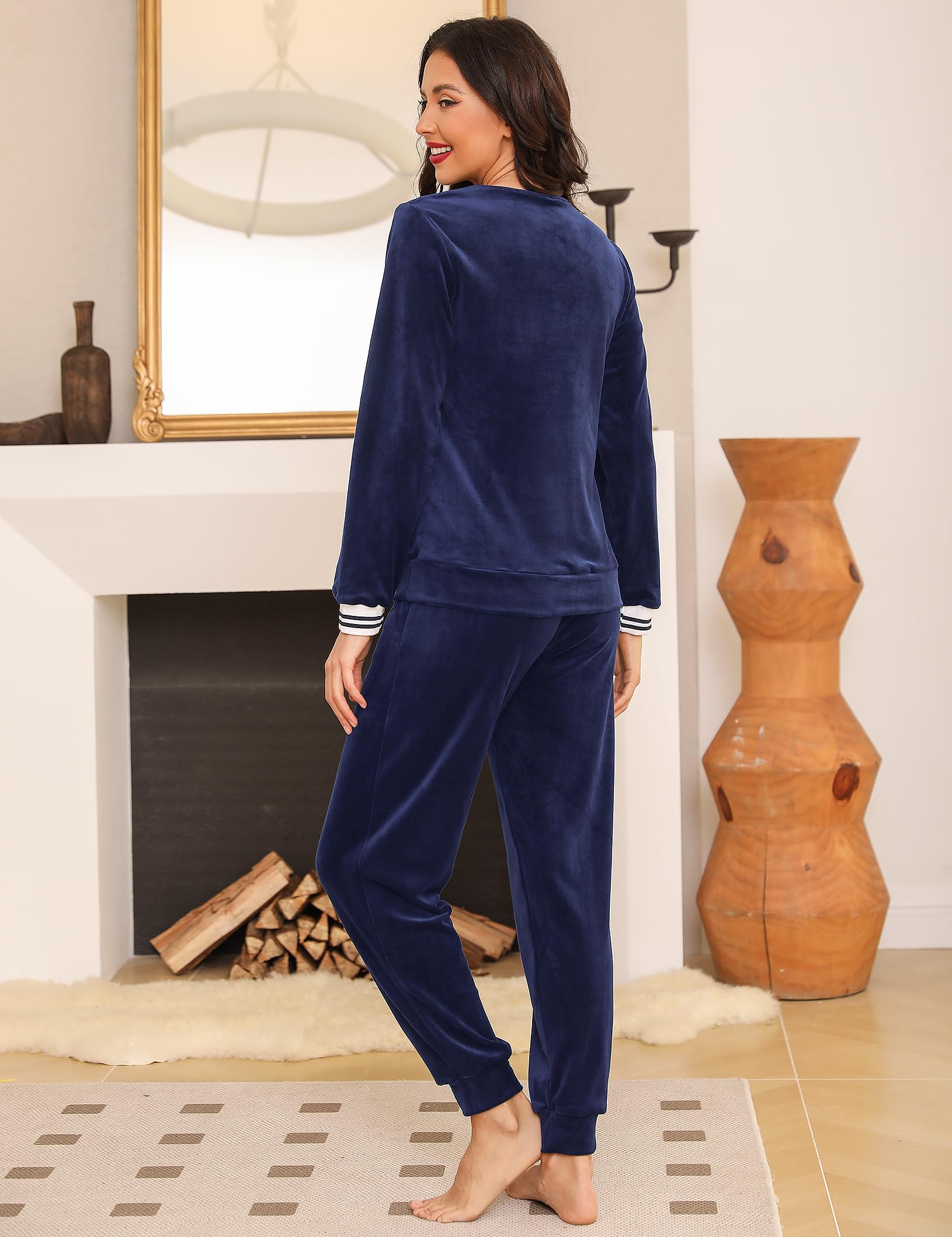 Totatuit Donna da Ginnastica in Velluto Tuta da Casa Set Tuta Sportiva Casual Pigiami Due Pezzi Pigiama Donna Pile Set Inverno da Yoga Jogging Training Sportwear con Coulisse