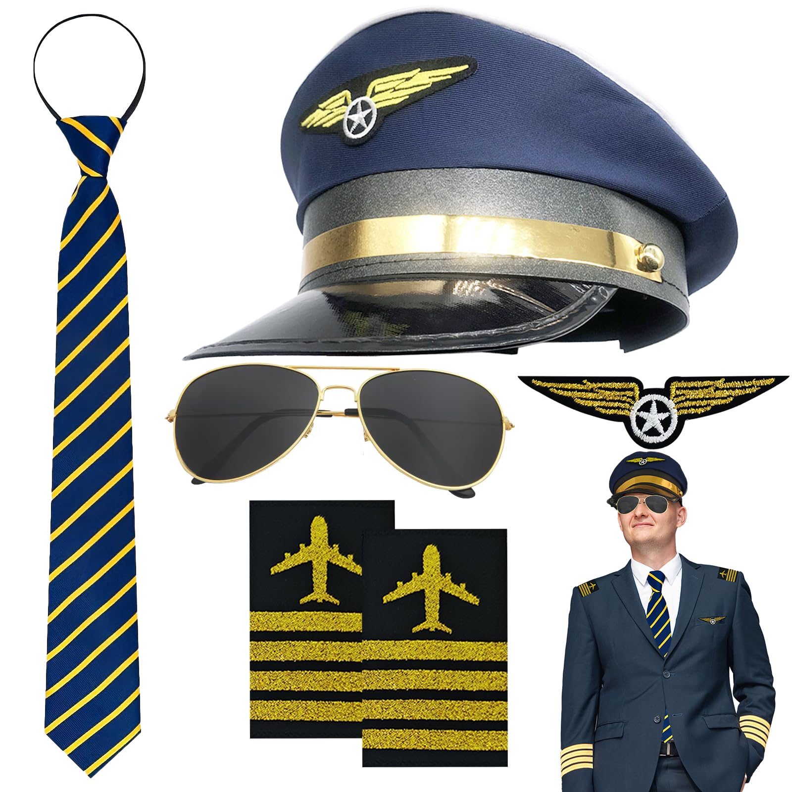 Accesorios de traje de capitán piloto