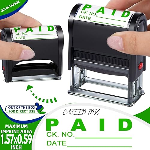 Miniatura 5 de Sellos de pago en línea autoentintados personalizados para suministros comerciales, sellos de goma personalizados para suministros de oficina (rojo)