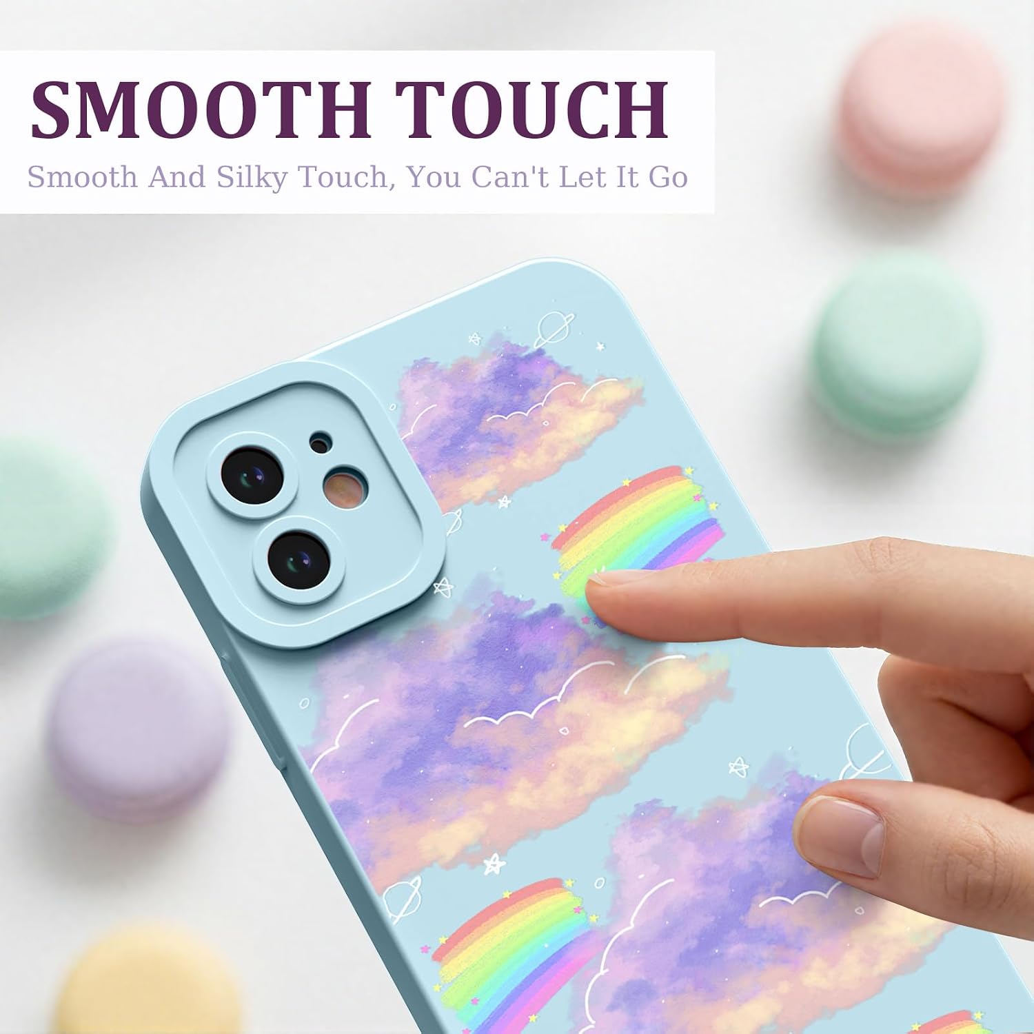 for iPhone 12 Phone Case, Printed Silicone, Nebula Rainbow image 2