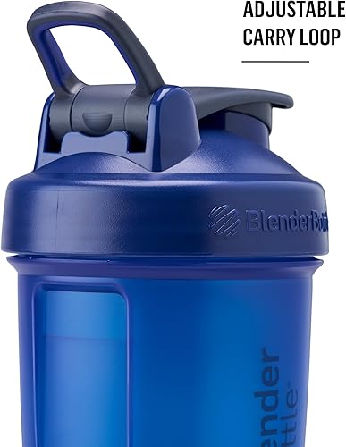 Miniatura 2 de BlenderBottle - Botella agitadora con organizador de pastillas y almacenamiento para proteína en polvo, sistema Classic V2 ProStak, 22 onzas, azul