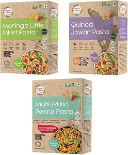 Organic Wisdom-Back to Roots Millet Pasta Combo Pack of 3 | Multi Millet, Moringa Little & Quinoa Jowar | 180g Each | No M Price In India