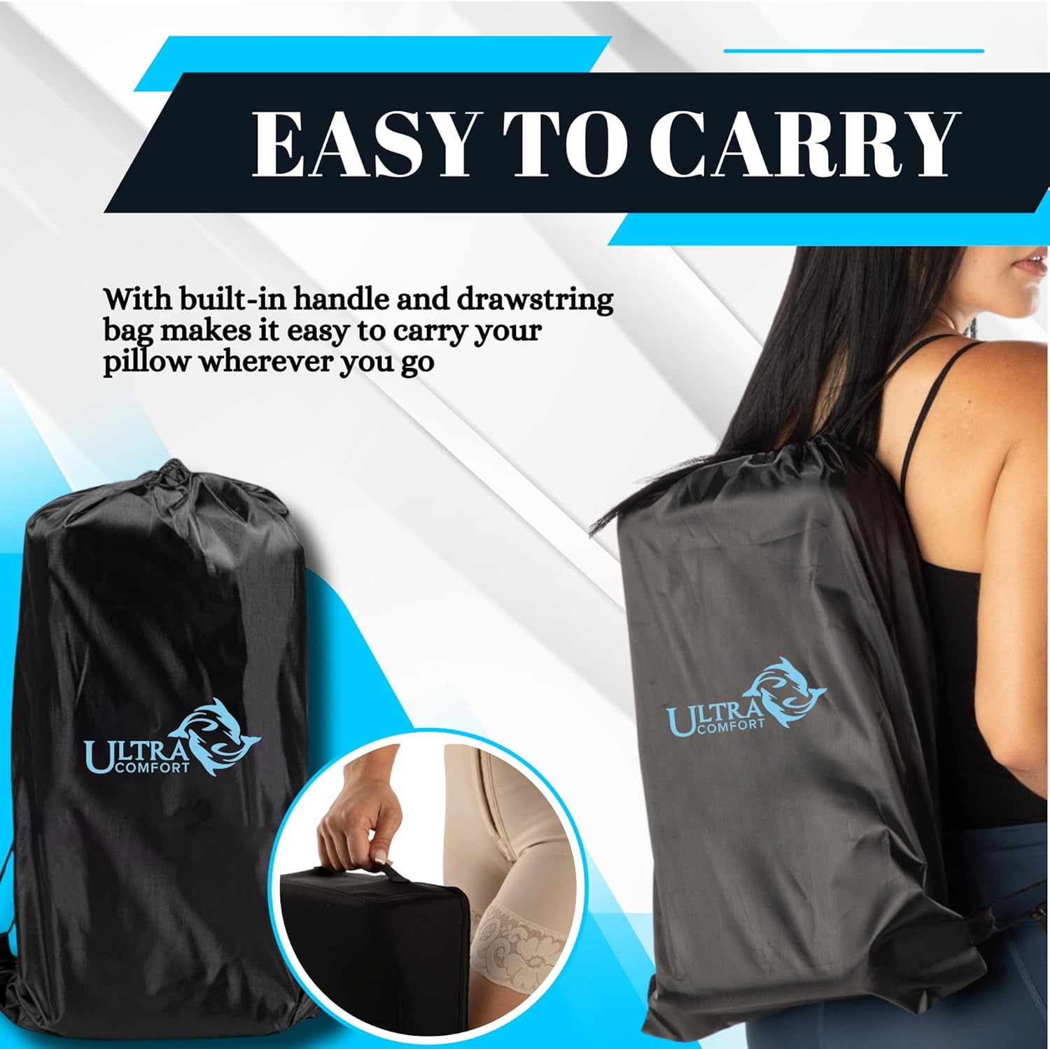 Cojin BBL Pillow After Surgery Lifting Cushion Patented Butt Cushion Booty Pillow for Sitting BBL Recovery Must Haves with Drawstring Bag Portable Female Urinal Cojin Post Operatorio Almohada BBL