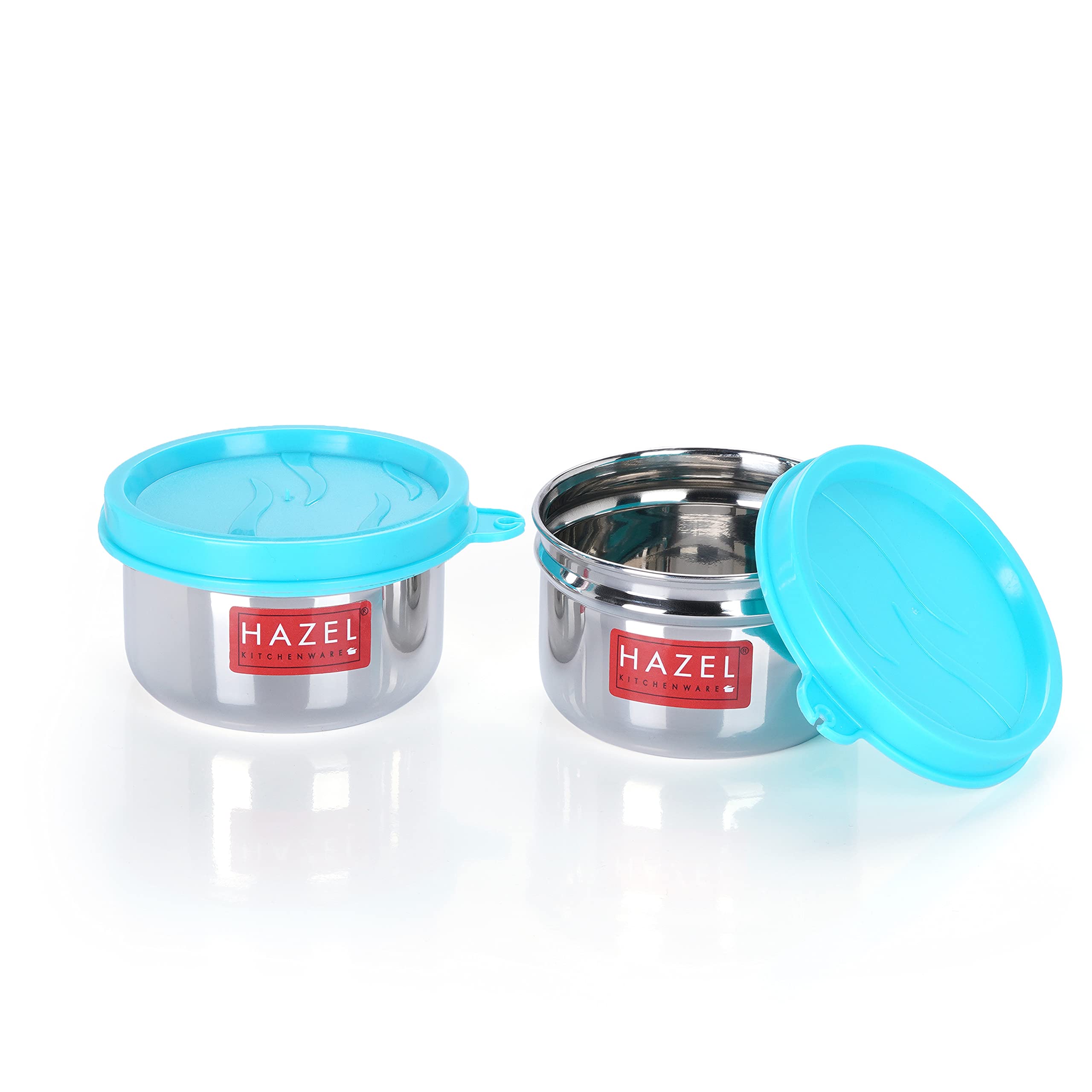 HAZEL Air Tight Containers for Storage | Stainless Steel Storage Containers for Kitchen Airtight | Container for Kitchen Storage Set of 2, 150 ML Each