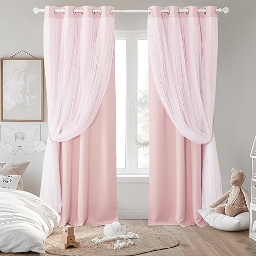 Miniatura 10 de PONY DANCE Cortinas opacas de 84 pulgadas de largo, cortinas traslúcidas blancas con aislamiento térmico para sala de estar (52 pulgadas de ancho x